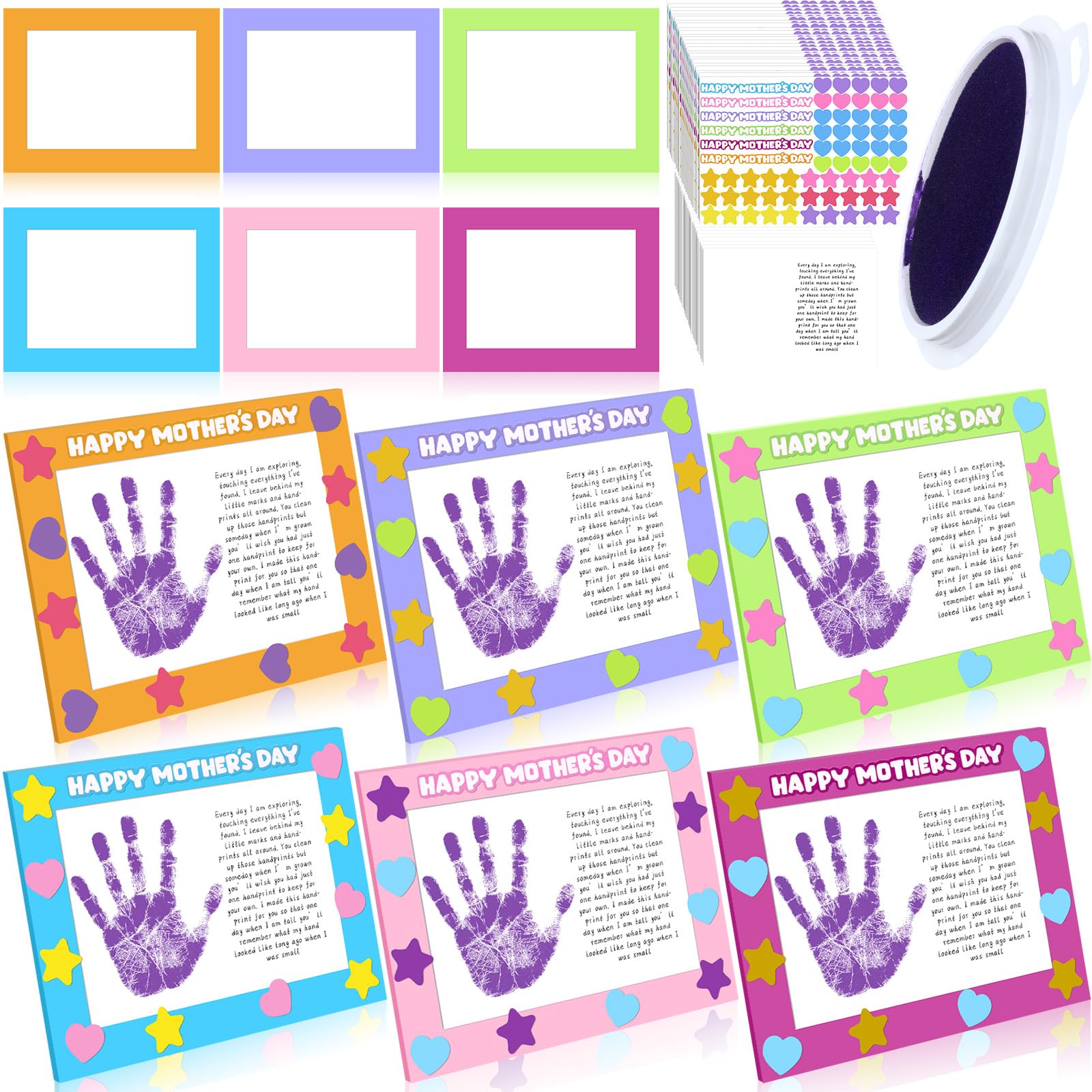 24 Sets Mother's Day Handprint Poem Frame Craft Kits for Kids, Religious Mother's Day Hand Keepsake Craft Bulk DIY Craft Gifts for Mom Mothers Day Home Sunday School Activities
