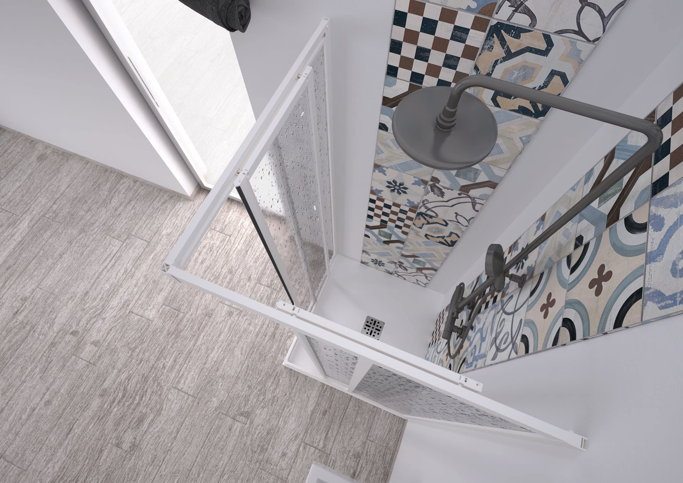 Decorspace Box doccia angolare "Acril" in Acrilico con profili in PVC apertura centrale riducibile "Made in Italy" Garantito 10 Anni (90 X 120 cm)