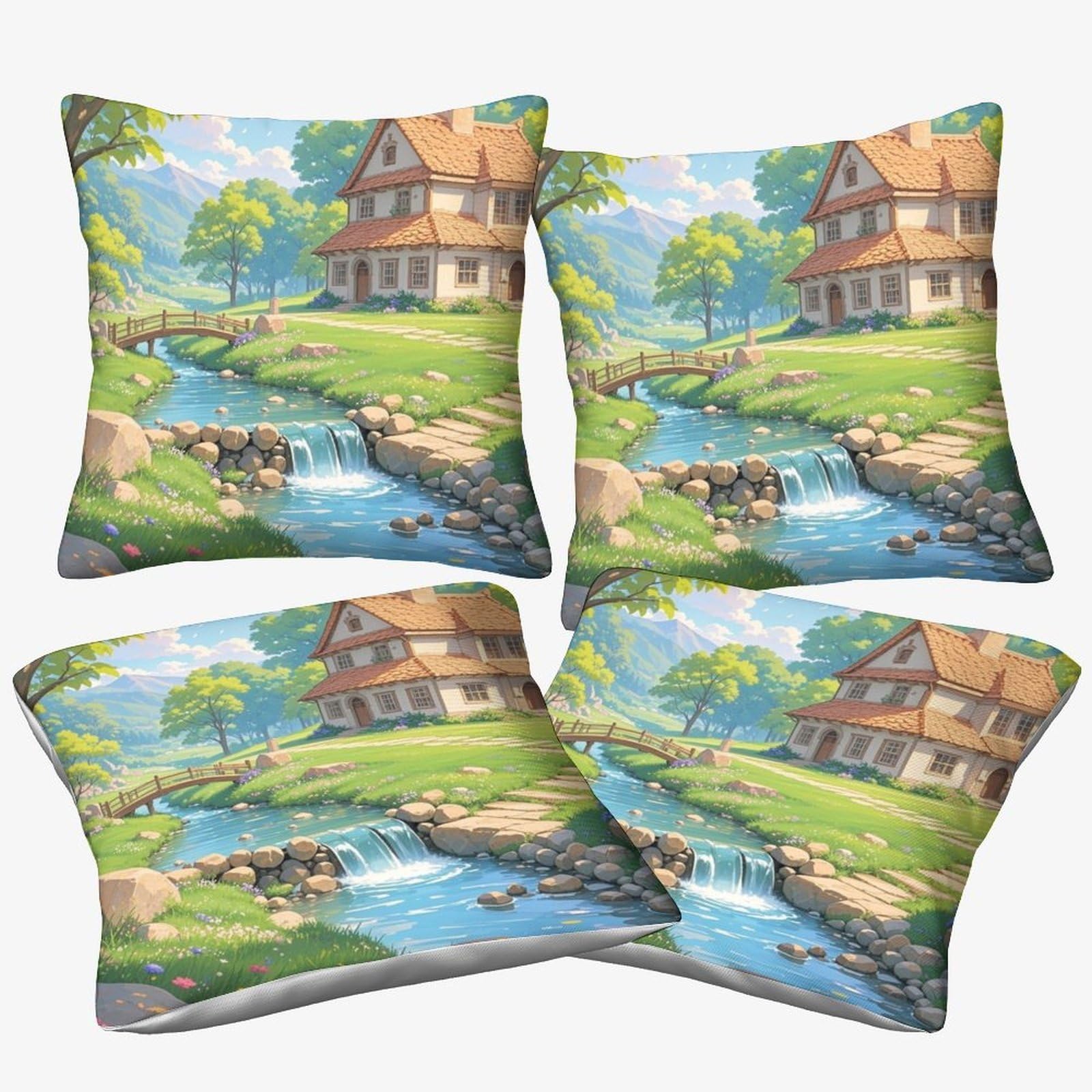 Taie de coussin rurale 40x40cm housse lavable fermeture invisible anti-accrocs