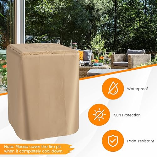Miniatura 7 de Tangkula Patiojoy - Fogata de gas cuadrada de 16 pulgadas para patio, de encendido electrónico, con cubierta protectora, 30.000 BTU para exteriores