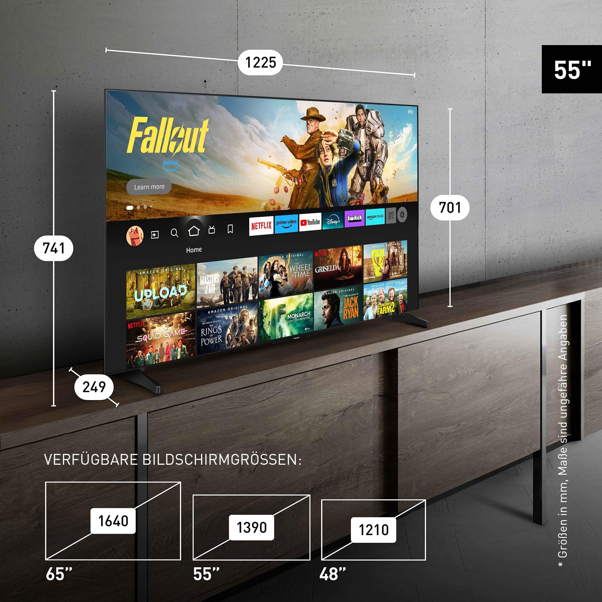 Panasonic Premium TV-55Z80BEZ, Z80B-Serie, 55 Zoll, 4K Ultra HD OLED Smart TV, 2025, Fire TV, Dolby Vision & Atmos, Game Mode Extreme, Alexa & Apple Support, Bluetooth, Schwarz