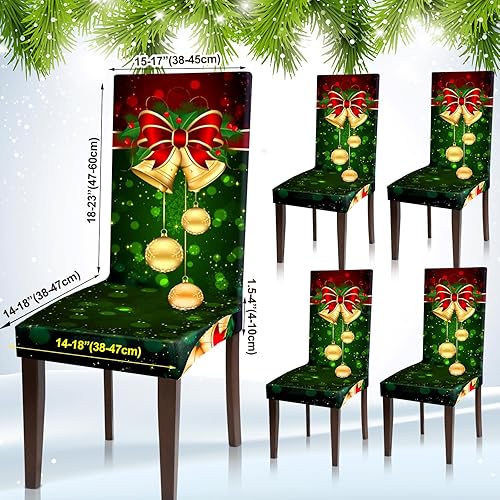 Miniatura 9 de Moukeren Fundas protectoras para sillas de asiento de Navidad, elásticas, extraíbles y lavables, fundas de asiento de Navidad para el hogar, hotel,