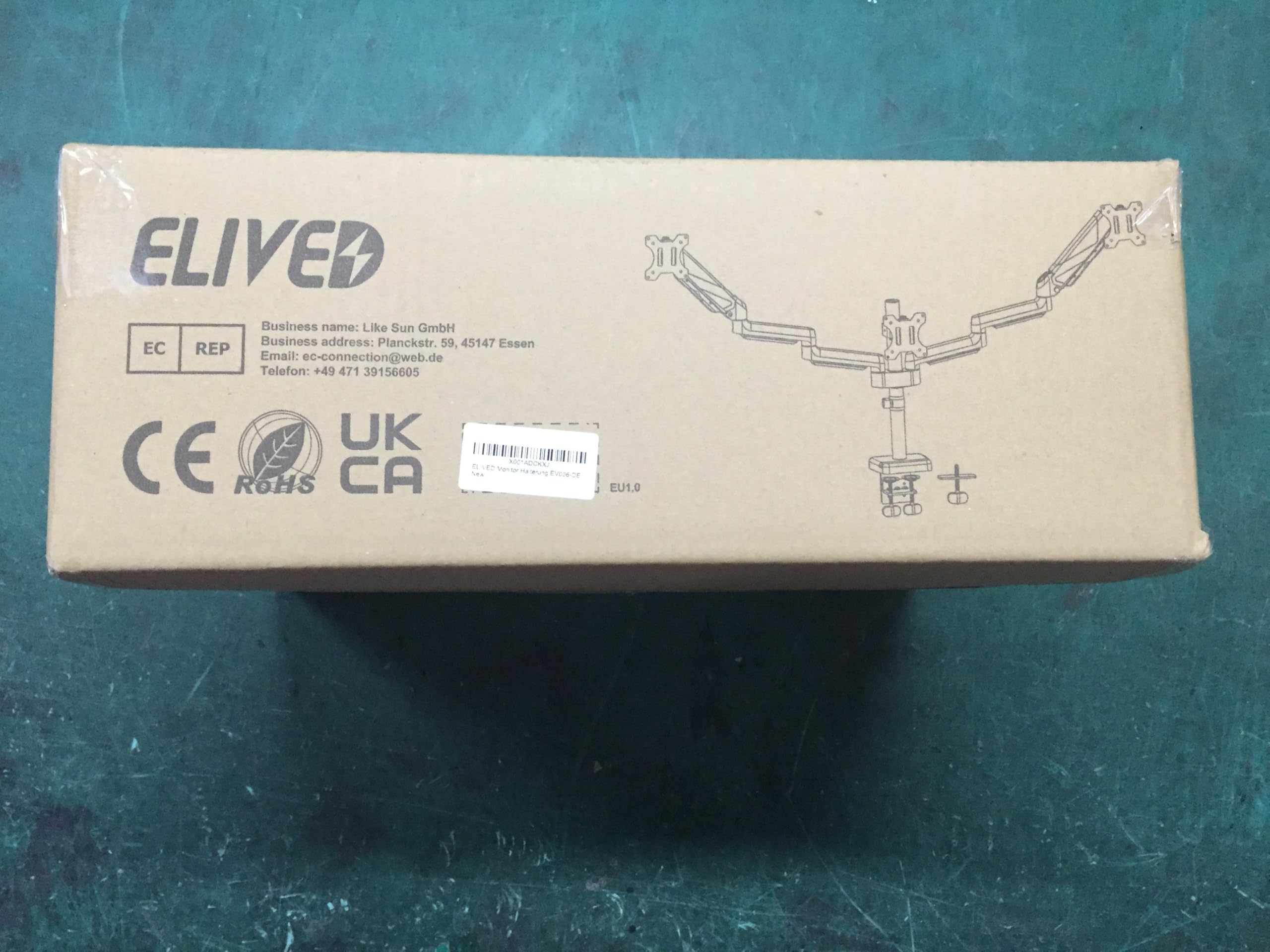 Elived Soporte de Escritorio de Triple Monitor Ajustable Alimentado por Gas para la mayoría de monitores de 13 a 27 Pulgadas con VESA 75 x 75/100 x 100, con Abrazadera C y Base de Ojales, EV006