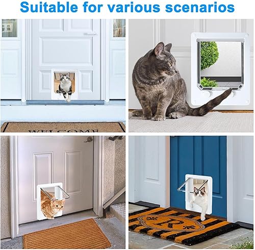 Miniatura 4 de Puerta interior de puerta para gatos, puerta de perro con bloqueo de 4 vías, puerta interior para perros, puerta exterior resistente a la intemperie