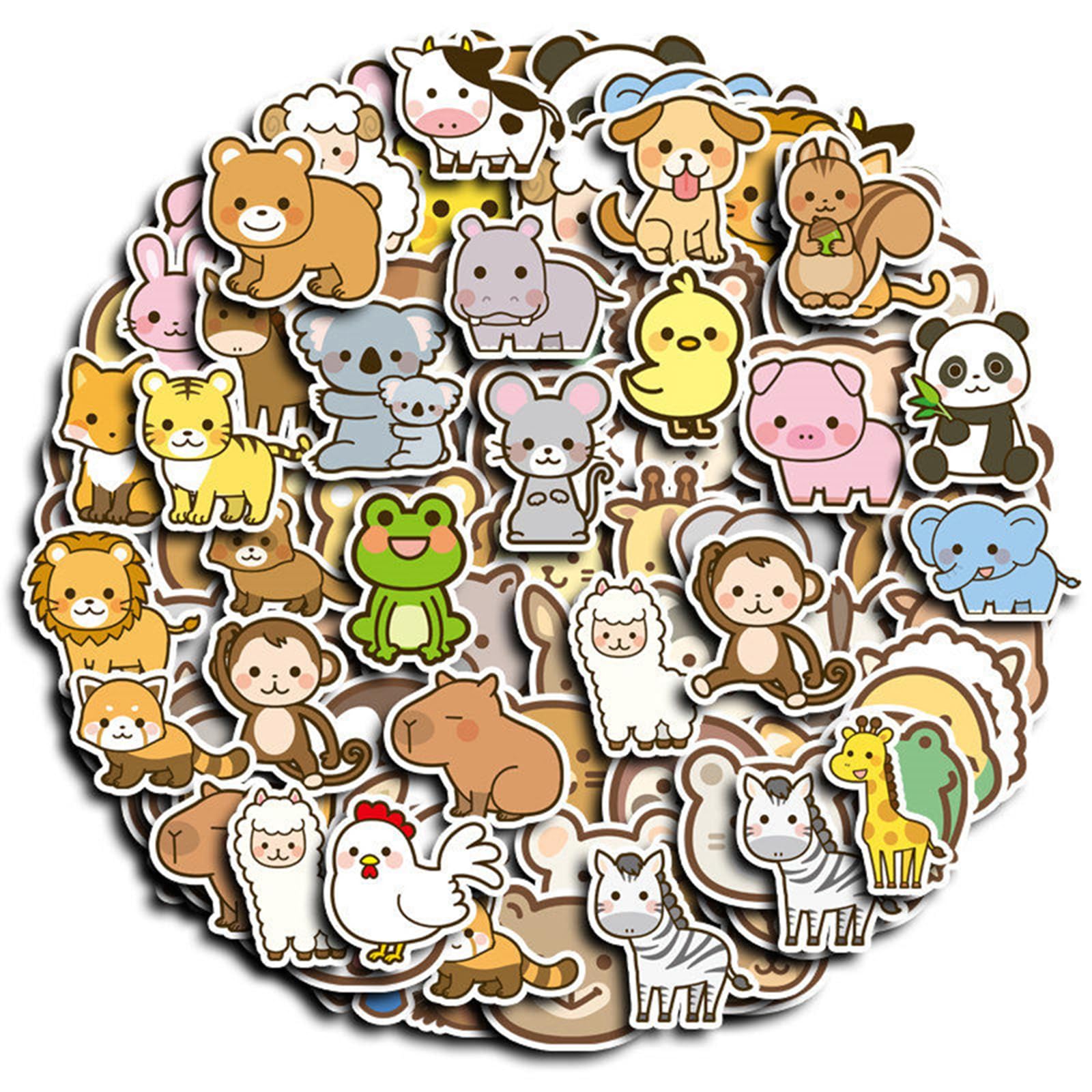 AMAISSIVEROCK 100 Pcs Cute Animal Stickers for Kids, Vinyl Waterproof Stickers for Water Bottles, Laptops, Skateboards & Classroom Prizes