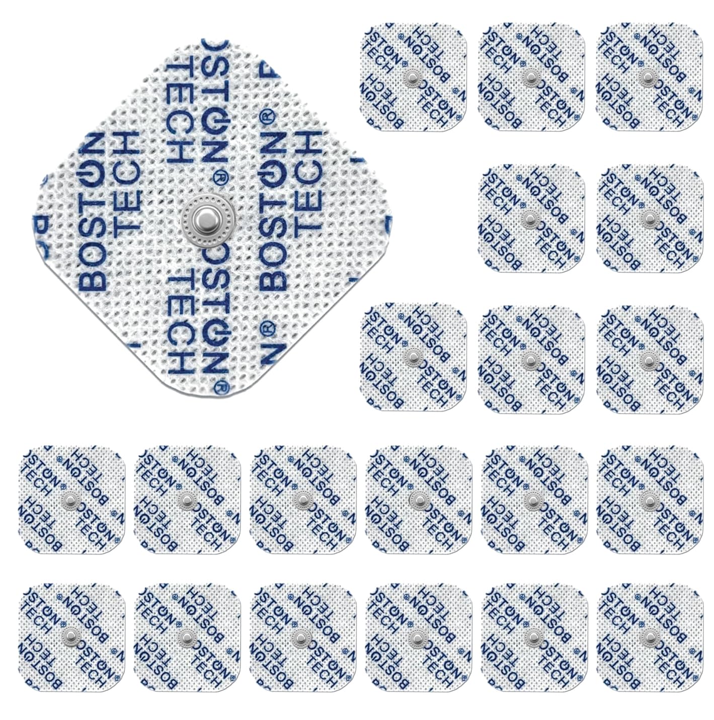 20 Electrodos Boston Tech compatibles con electroestimuladores Beurer, Vitalcontrol | Pads para TENS EMS con conector de botón 3,5 mm + 5x5 cm | (20 x 5x5 cm)