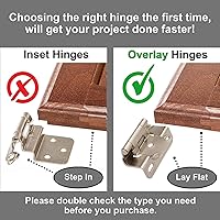 Vista 8 de Decobasics Paquete de 50 bisagras de gabinete de níquel cepillado superpuestas de 1/2 pulgada para puertas de gabinete (25 pares) – Bisagras