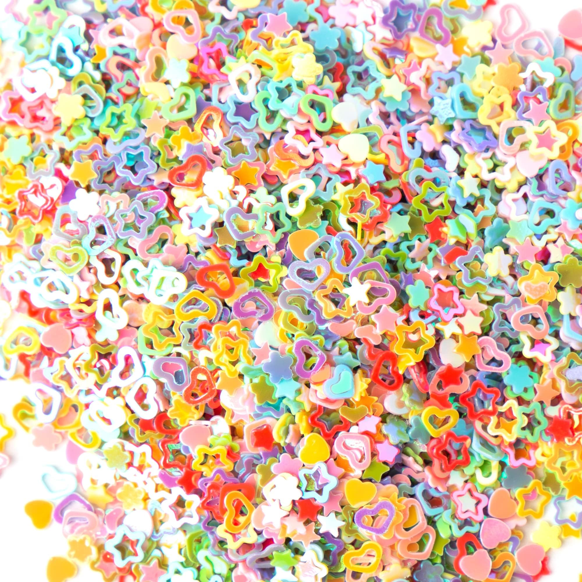 Rainbow Manicure Glitter Confetti (3.5oz, Equal 64,000 Pieces!) Hearts, Flowers, and Stars Shapes for Birthdays, Nail Art, Resin, Slime, Party Decorations, DIY Crafts by JPACO