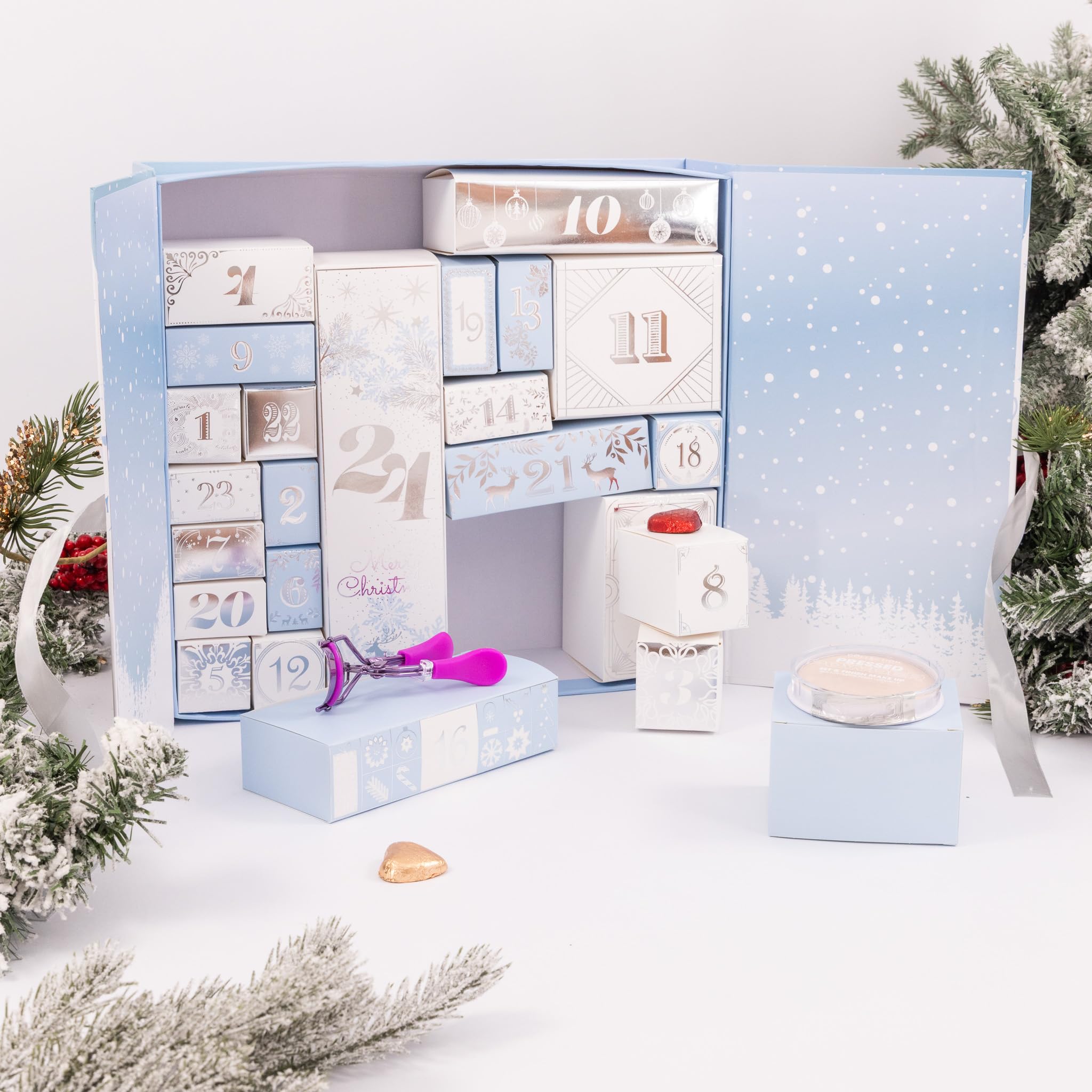 Calendario de Adviento de Navidad, llena tus propias cajas de 1 a 24 días, cinta de cuenta regresiva de lujo (azul)