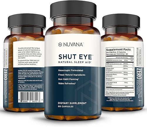 Miniatura 3 de Shut Eye Suplemento natural para ayudar al sueño para adultos | 5 mg de melatonina | Ayuda a relajar y promover el sueño profundo natural con raíz