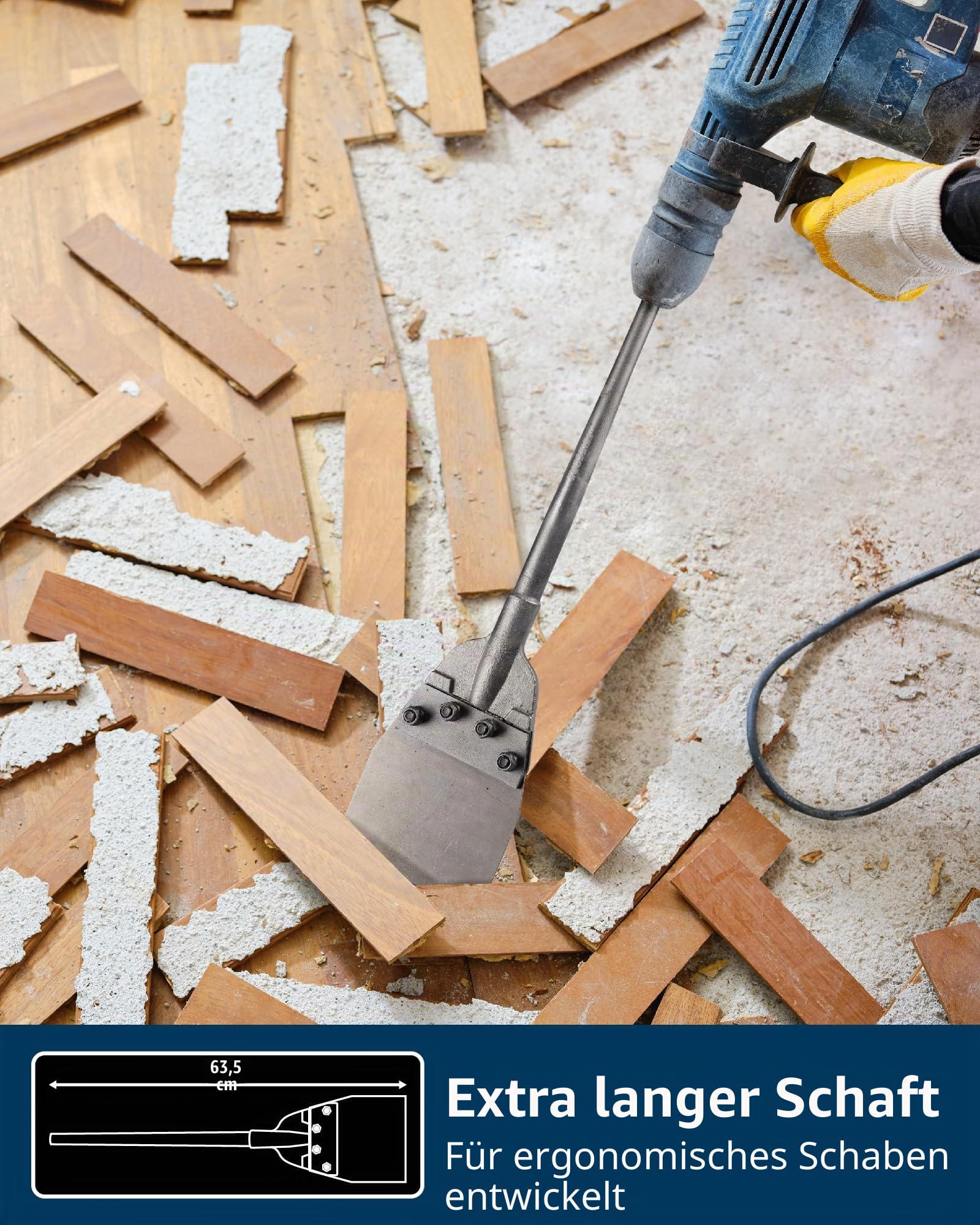 Firecore SDS Max Spachtelmeißel mit Ersatzklingen, Boden-Schaber SDS Max, 635mm×150mm, Spachtel werkzeug für Vinylböden,Böden, Fugenmörtel, Linoleum und Betonmörtel