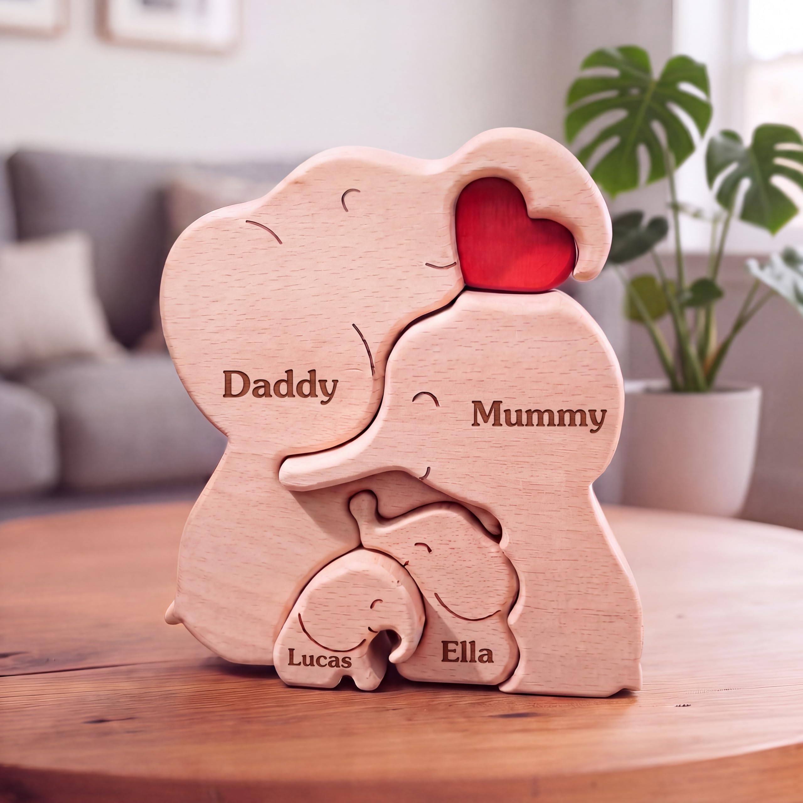 Personalised Wooden Elephant Family Puzzle, Family Decor, Elephant Gift, Family of 2-6, Handcrafted, Large 6x4 inches, NewBaby Gift, Mother's Day, Christmas, Baby Shower, Anniversary - MyFamilyPuzzle®