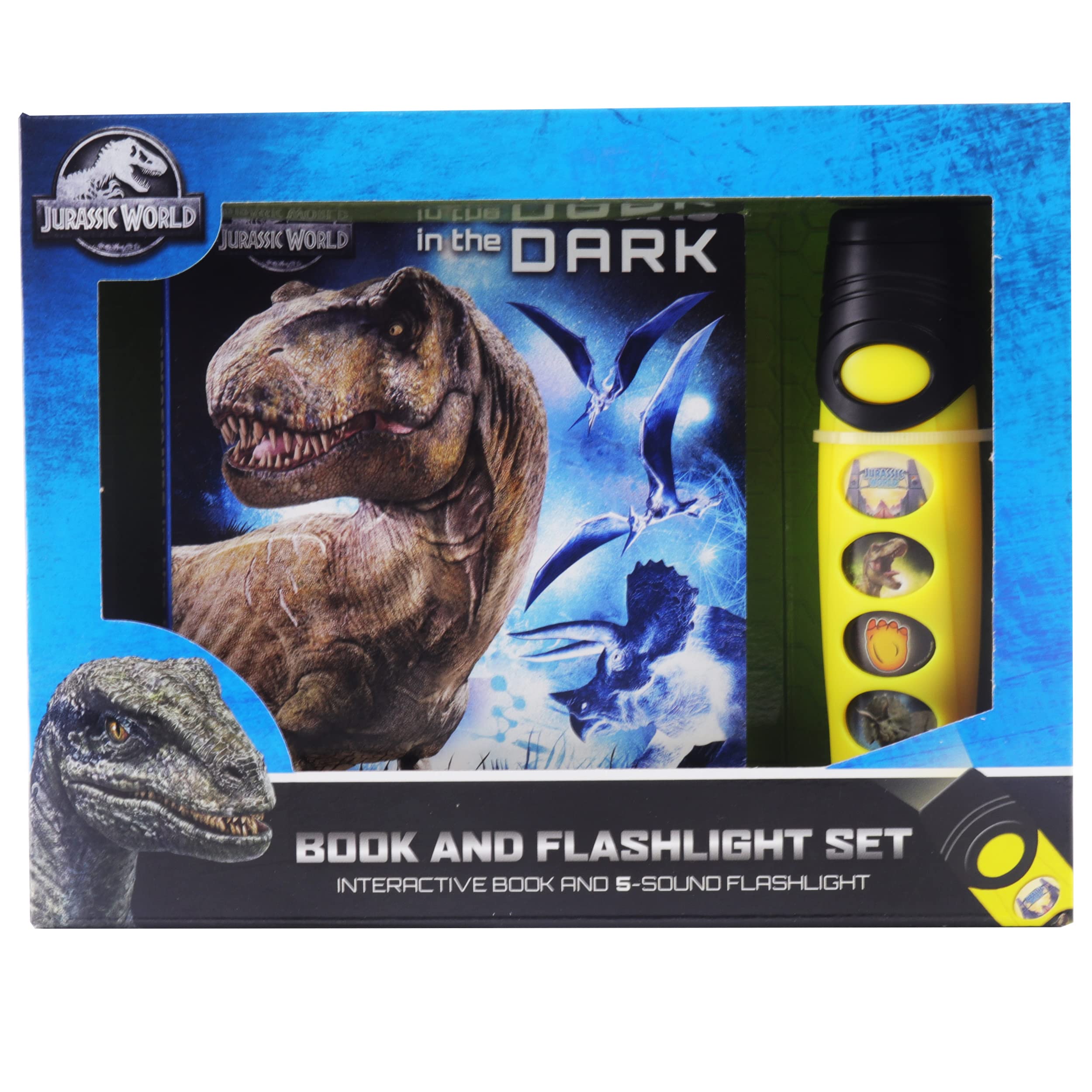Jurassic World Dinosaurs in the Dark Sound Book and Flashlight Toy Set PI Kids