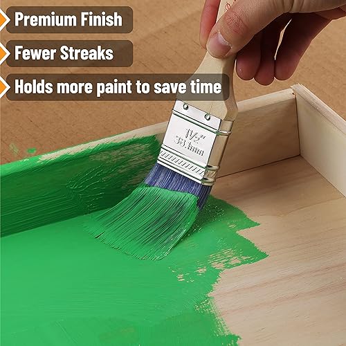 Miniatura 4 de Bates - Pinceles de pintura, paquete de 6, mango de madera tratada, pinceles de pintura para paredes, tinte, muebles