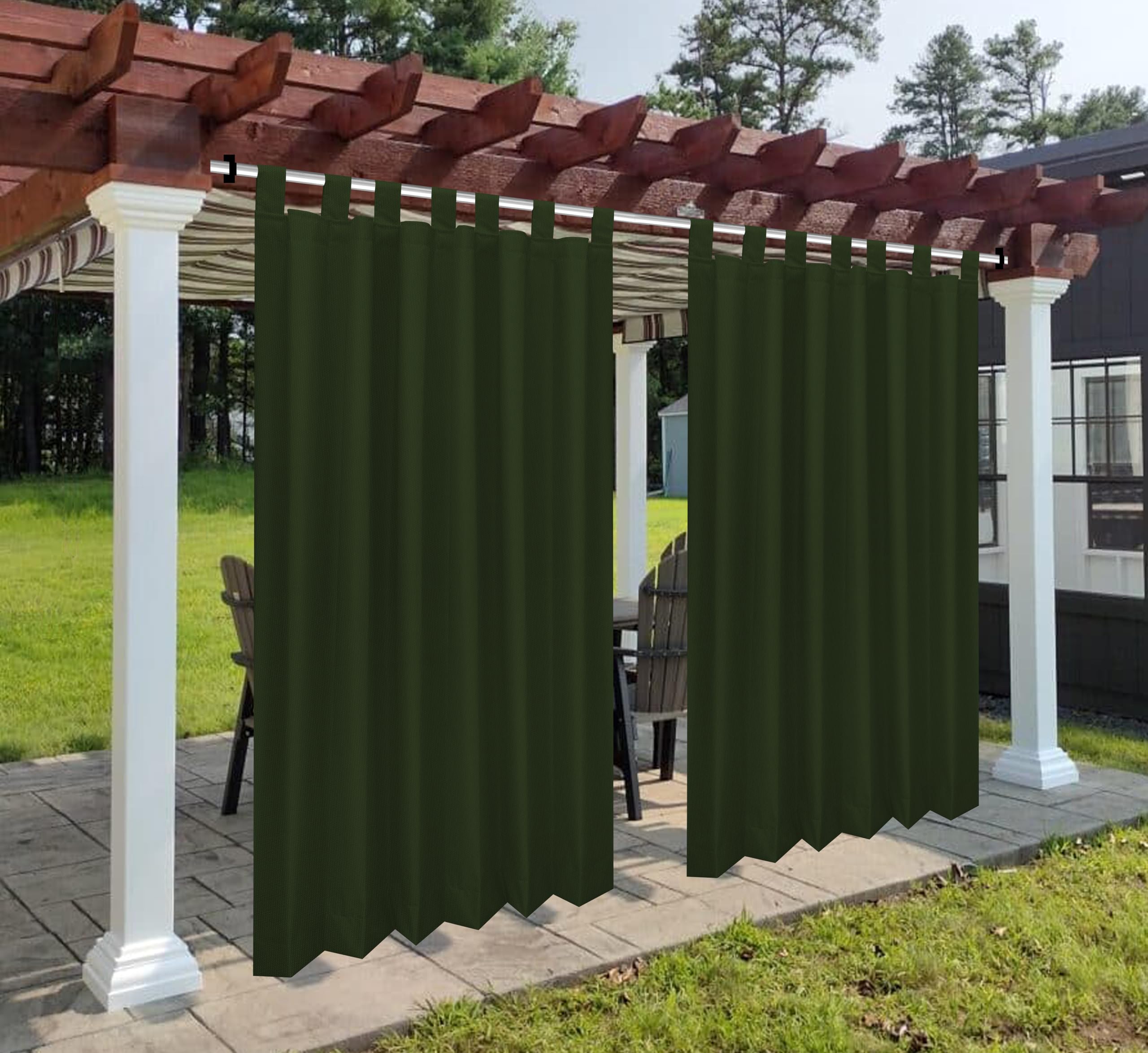 Polyester 300GSM Fabric Waterproof Sun & Rain Blockage Curtains(Military Green 4.5 X 9.5 Feet,Pack of 2) with Top Style Detachable Tab Top Used for Door,Balcony,Outdoor & Indoor Area-image-16