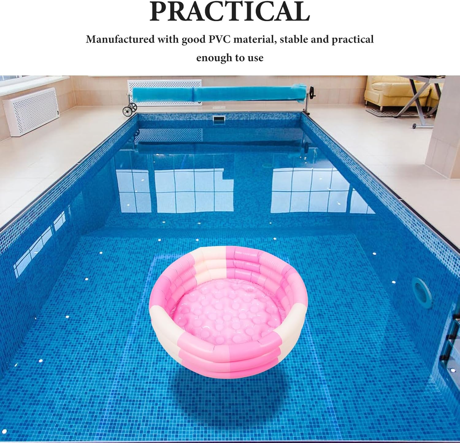 PVC Round Inflatable Pool Small Bath Swimming Pool for Boys and Reusable Summer for Indoor Outdoor Parties and Beach Fun