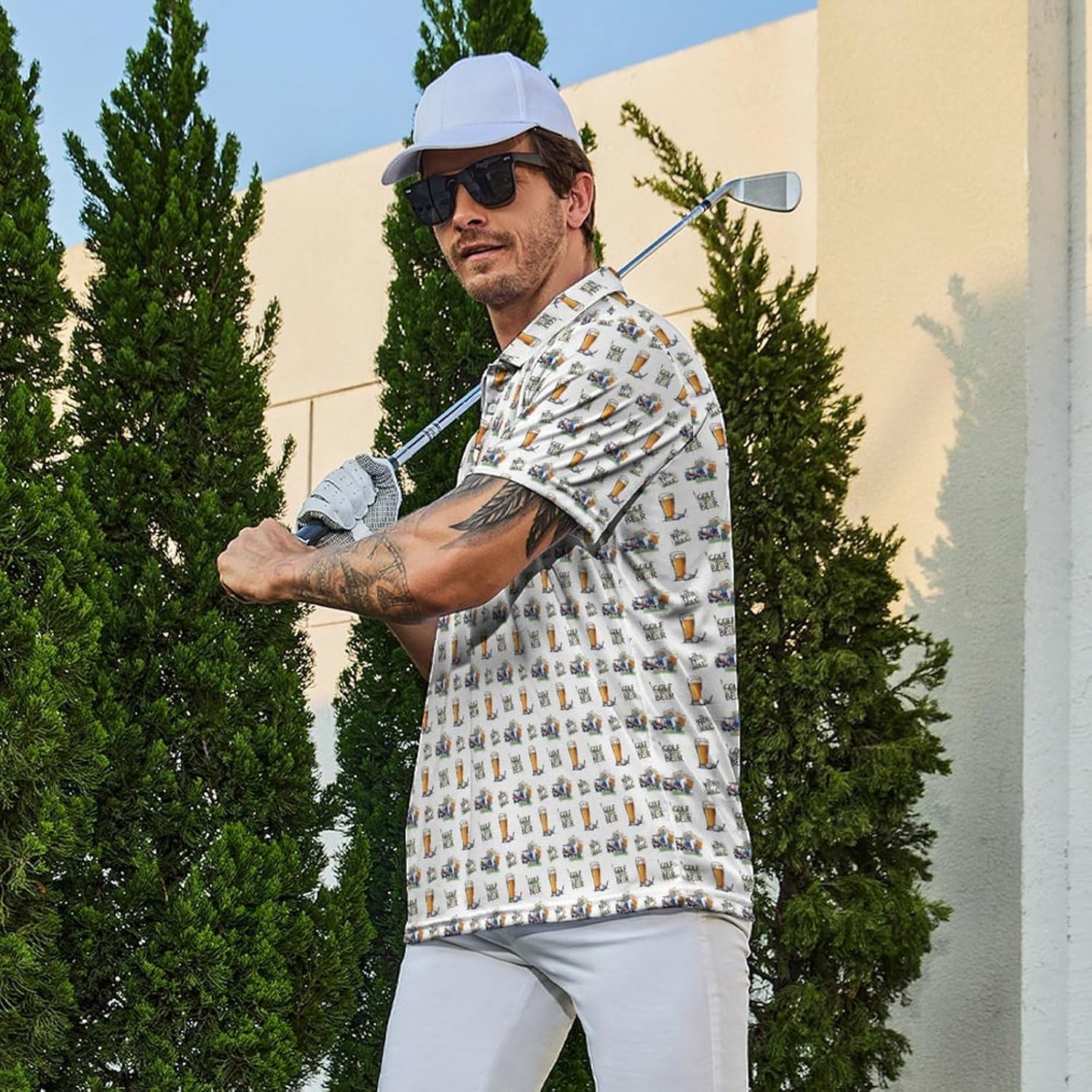 Golf Shirts for Men Quick Dry Funny Golf Polo Shirts Short Sleeve Moisture Wicking Polo Shirts for Men