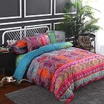 Boho Queen Duvet Cover, 100% Microfiber Ethnic Bohemian Colorful Bedding Set for Men Women, Yellow Orange Modern Geo Bohemian Print Duvet Cover, with Zipper Closure Luxury Soft Durable (Queen, 3pcs)