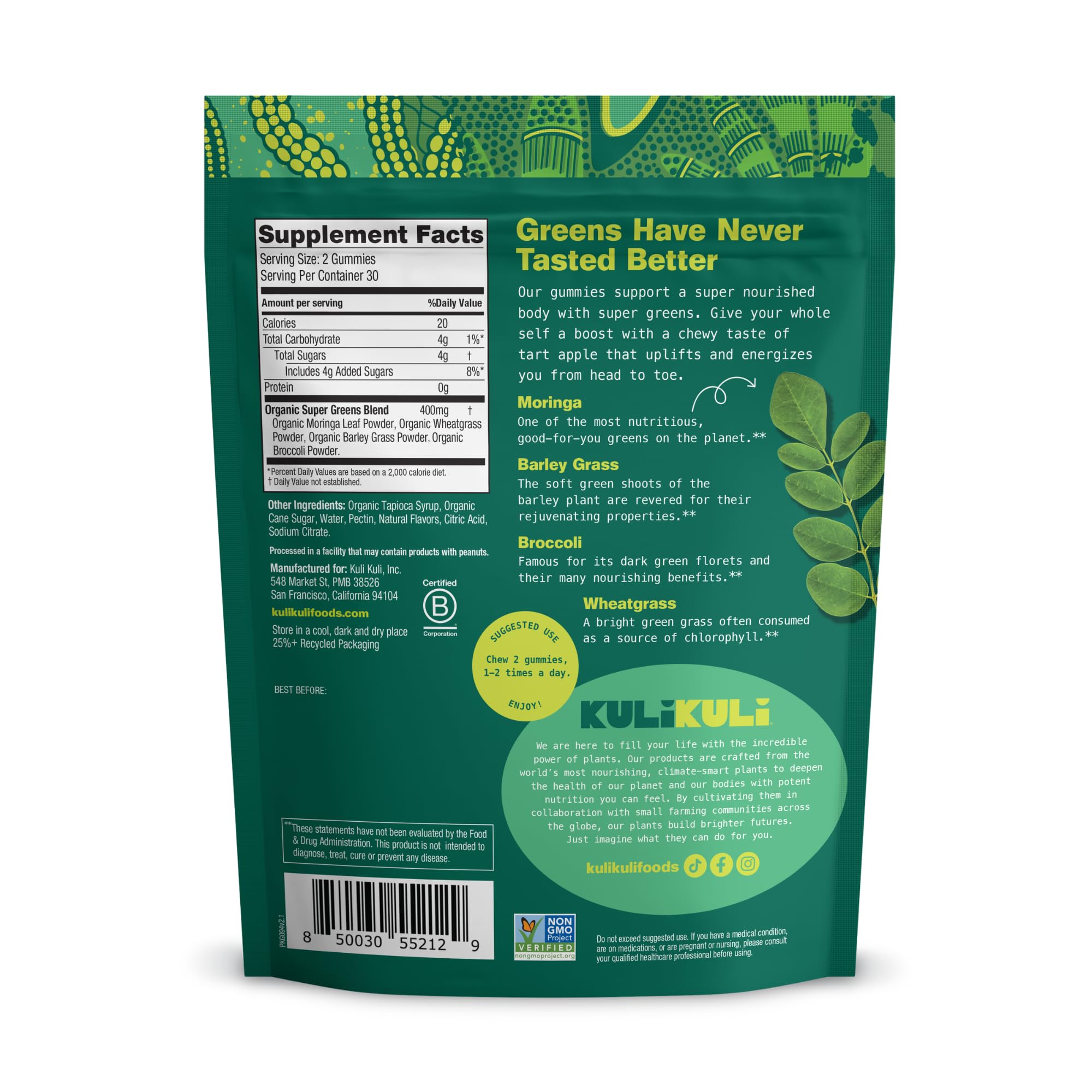 Kuli Kuli Super Energy Gummies, Moringa & Super Greens, Caffeine-Free, 60ct — Amazon image 10