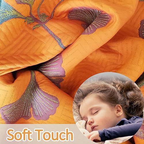 Miniatura 4 de Colcha reversible de Ginkgo, ligera, de muselina de algodón, suave y transpirable, para todas las estaciones, ropa de cama tamaño Queen, lavable a