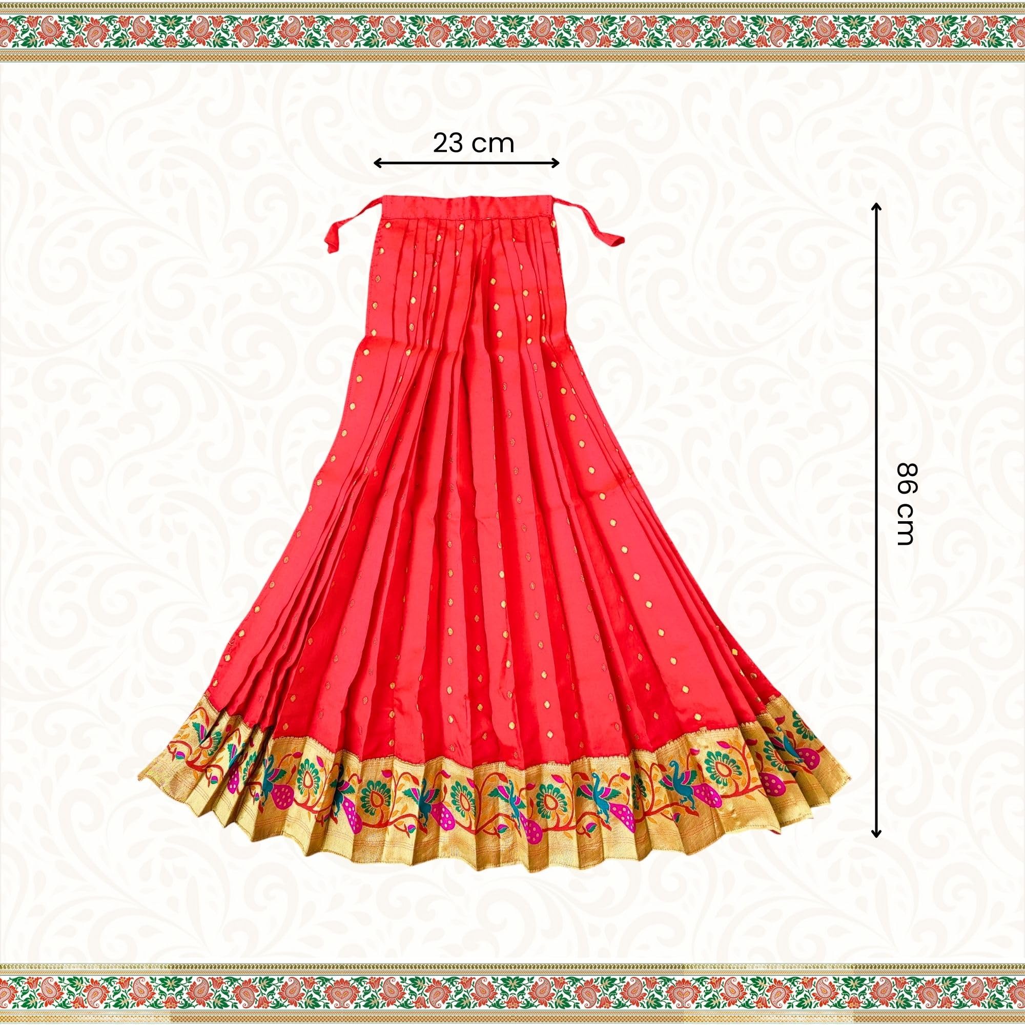 PUNYATVA Gudhi Vastra for Gudhi Padwa Festival (Paithani, Red) | Traditional Maharashtrian Gudi Cover Saree Cloth for GudiPadva | Readymade Ugadi & GudhiPadawa Decoration Pooja Décor 3