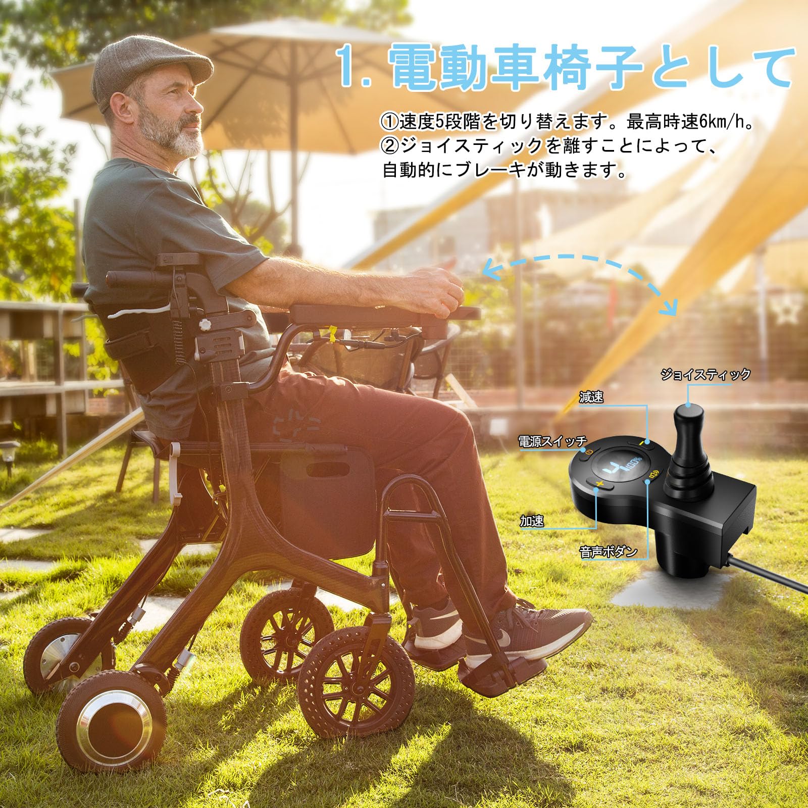 Amazon | Smallemon 3in1多機能電動車椅子 電動アシスト歩行車 軽量