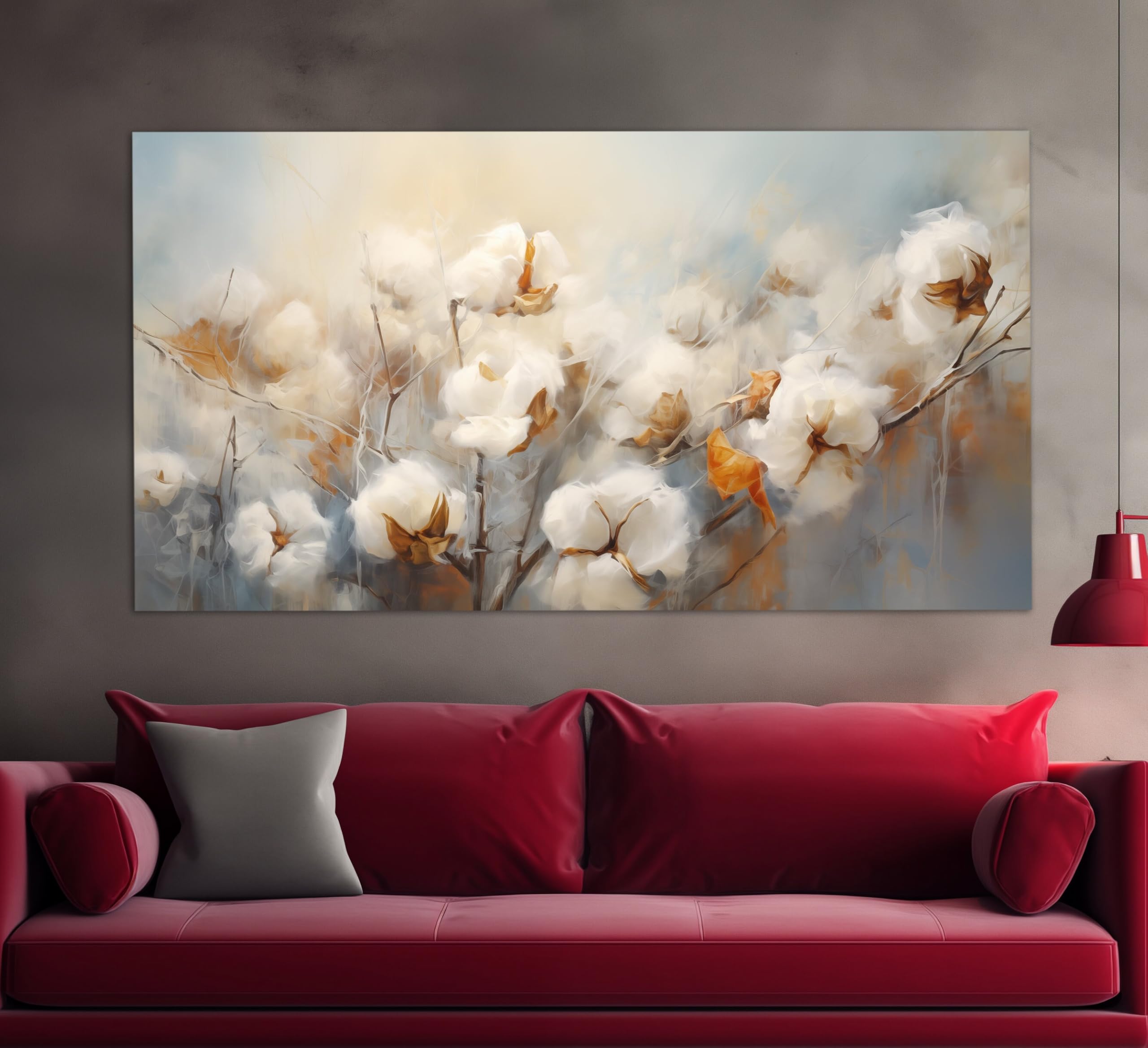 lianyibo Bawełniane kwiaty druk na płótnie dekoracje ścienne kwiaty neutralne kolory płótno malarstwo bawełniane delikatne kolory dekoracja ścienna (30 x 60 cm / wewnętrzna rama)