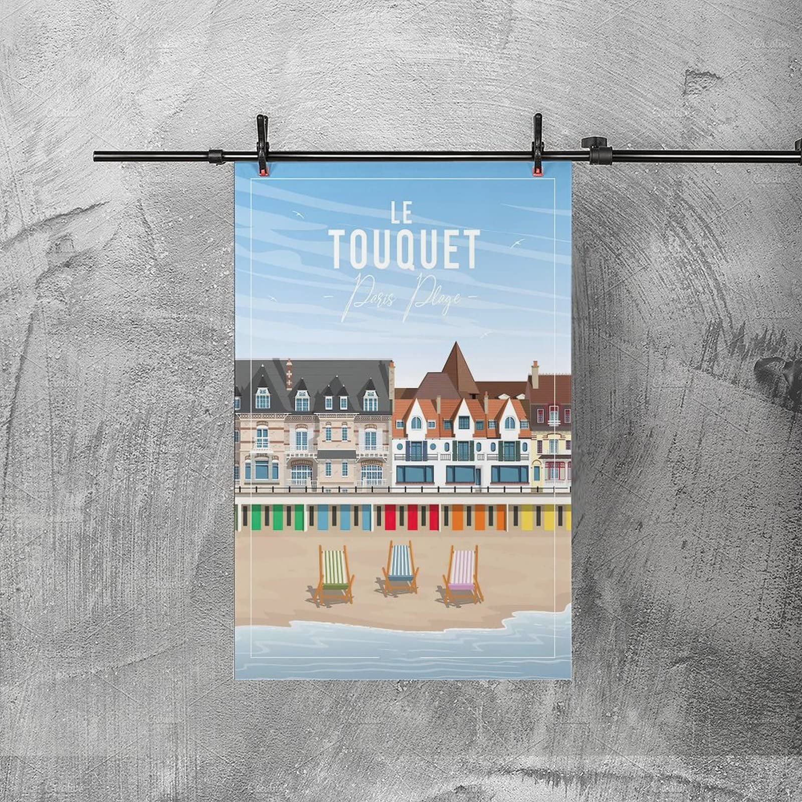 Une Peinture Représentant Une Scène De Plage Avec Une Personne Debout