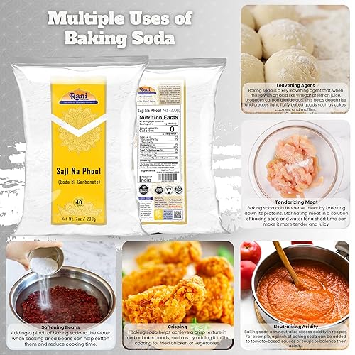 Miniatura 3 de Rani Saji Na Phool (bicarbonato de soda) 7 oz (200 g)  Utilizado para cocinar, sin OMG  Origen indio  Apto para gluten