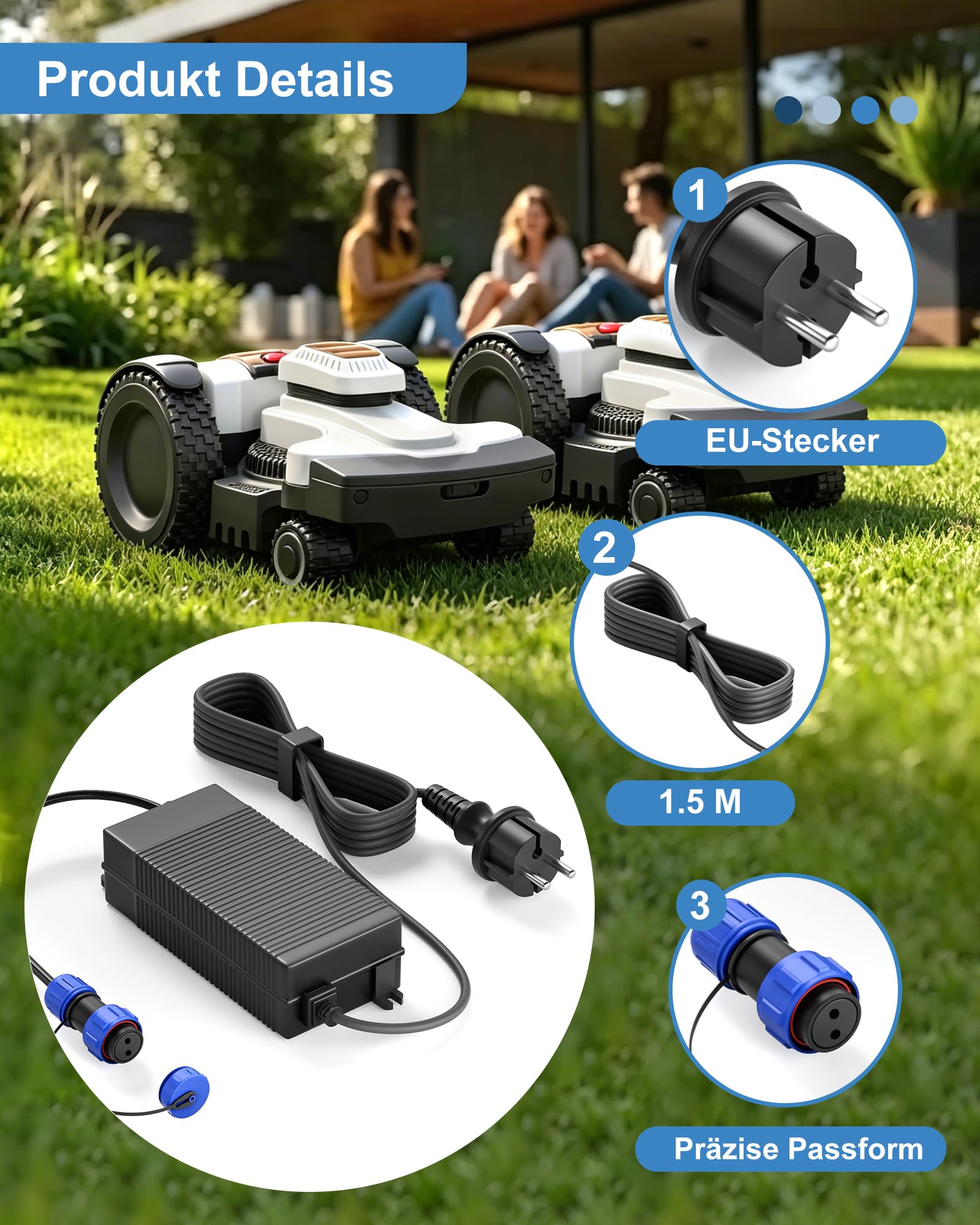 Fuente de alimentación cargador compatible con robot cortacésped Ambrogio 4.0 Elite, 4.36 Elite, L60, L30, 4.0 Basic, L35, L250, cargador de repuesto estable con funciones de seguridad para