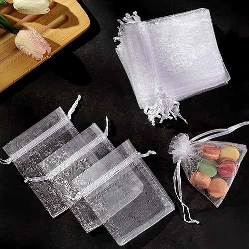 Miniatura 4 de ENNIYU Mini bolsas de regalo de organza transparente, bolsa de almacenamiento transpirable de 2 x 3 con cordón, bolsas de malla para bolsa de fiesta