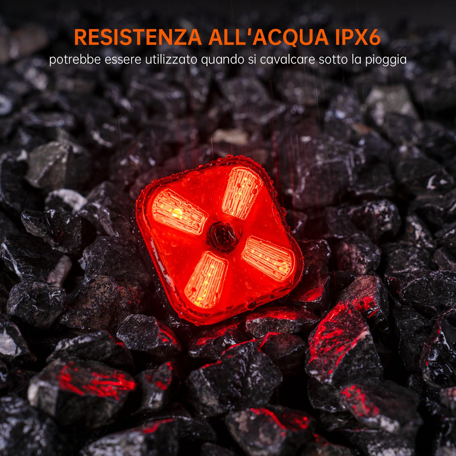 RAVEMEN CLO6 Fanalini Posteriore per Bicicletta,50 Lumen 7 modalità Luce del Freno,Luce di Avvertimento con sensore di frenata e sensore di Luce,USB-C Ricaricabile Impermeabile IPX6