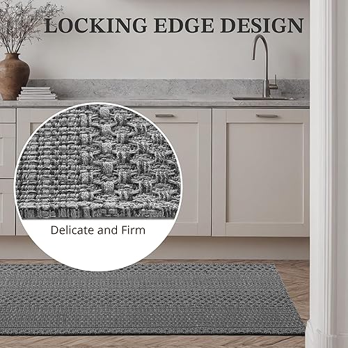 Miniatura 4 de Tapete para puerta de entrada interior, 2 x 3 pies, lavable a máquina, bohemio, antideslizante, diseño vintage, apto para mascotas, fibra sintética