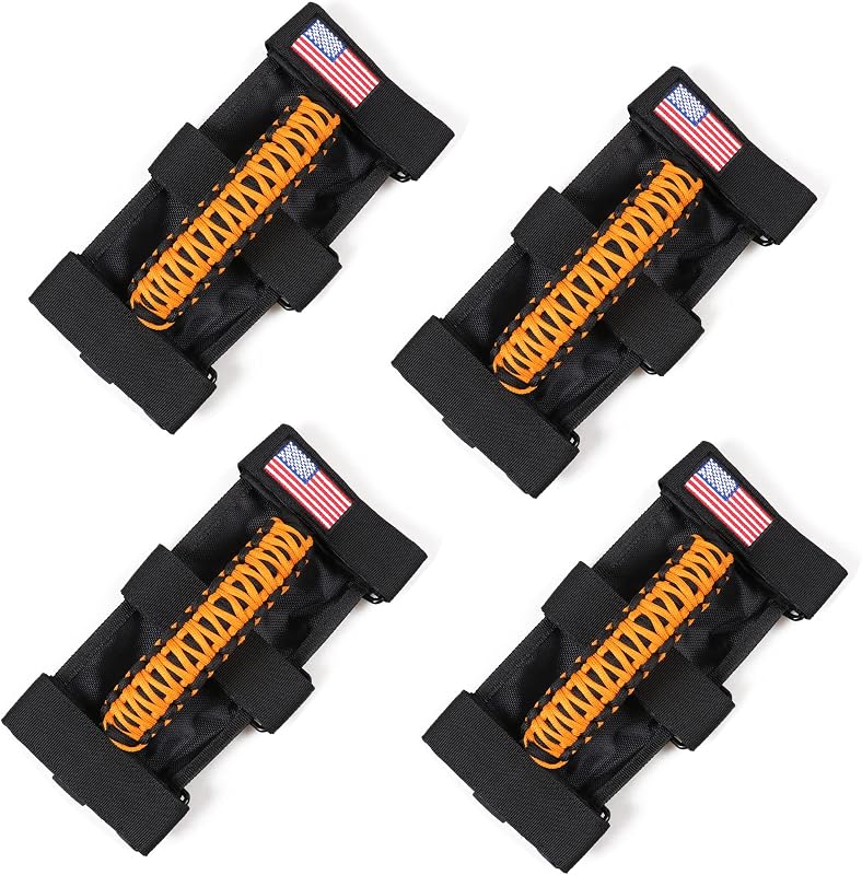Alças de apoio para Jeep Wrangler e Gladiator sukemichi em paracord Cyber Orange – Kit com 4 unidades