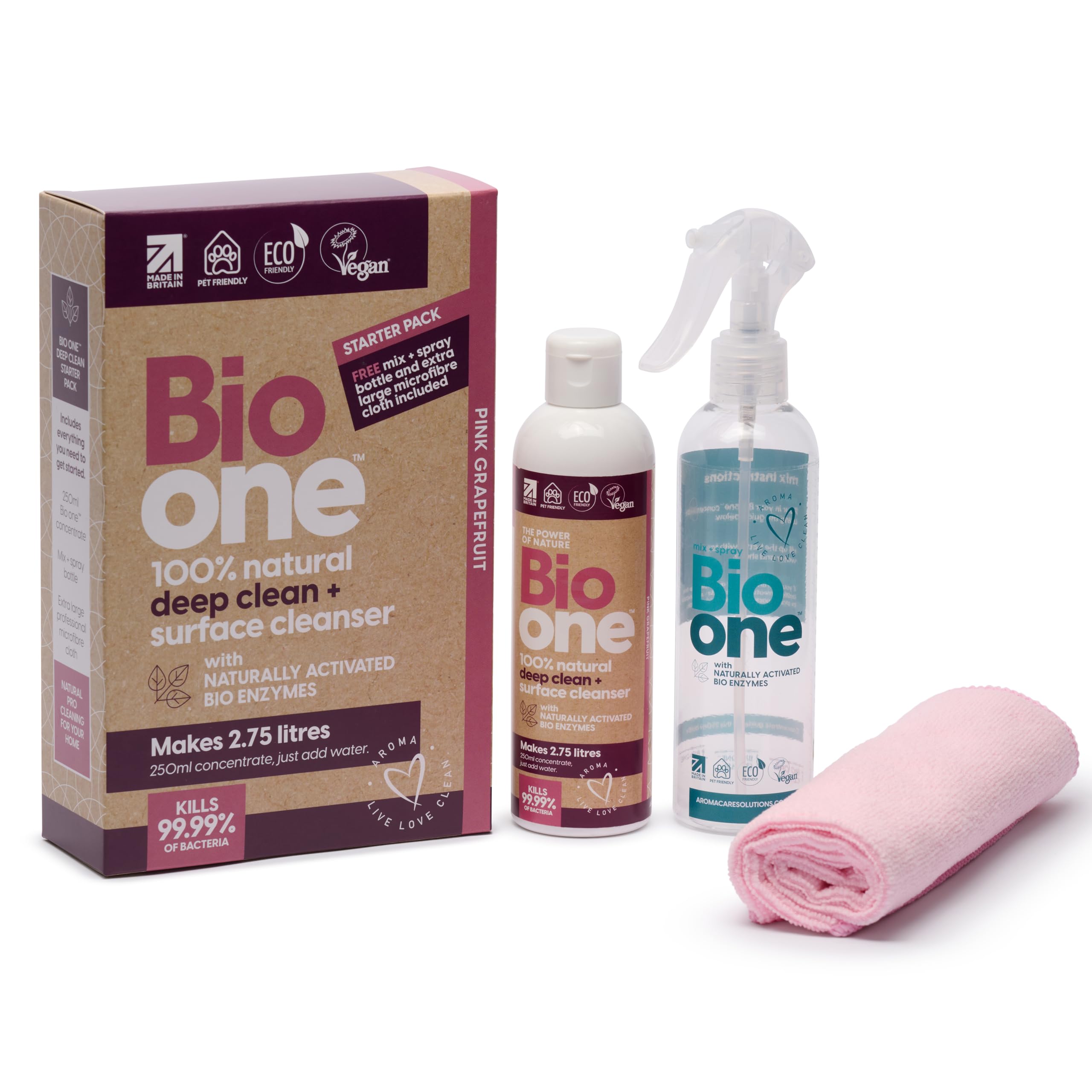 Bio one Enzyme Cleaner (makes up to 2.75L) – Safe for Care Homes, Hospitals & Households,Commercial-grade Odour Eliminator, Deep Cleaner & Degrease Kills 99.99% bacteria, 250ml Enzymatic Formula