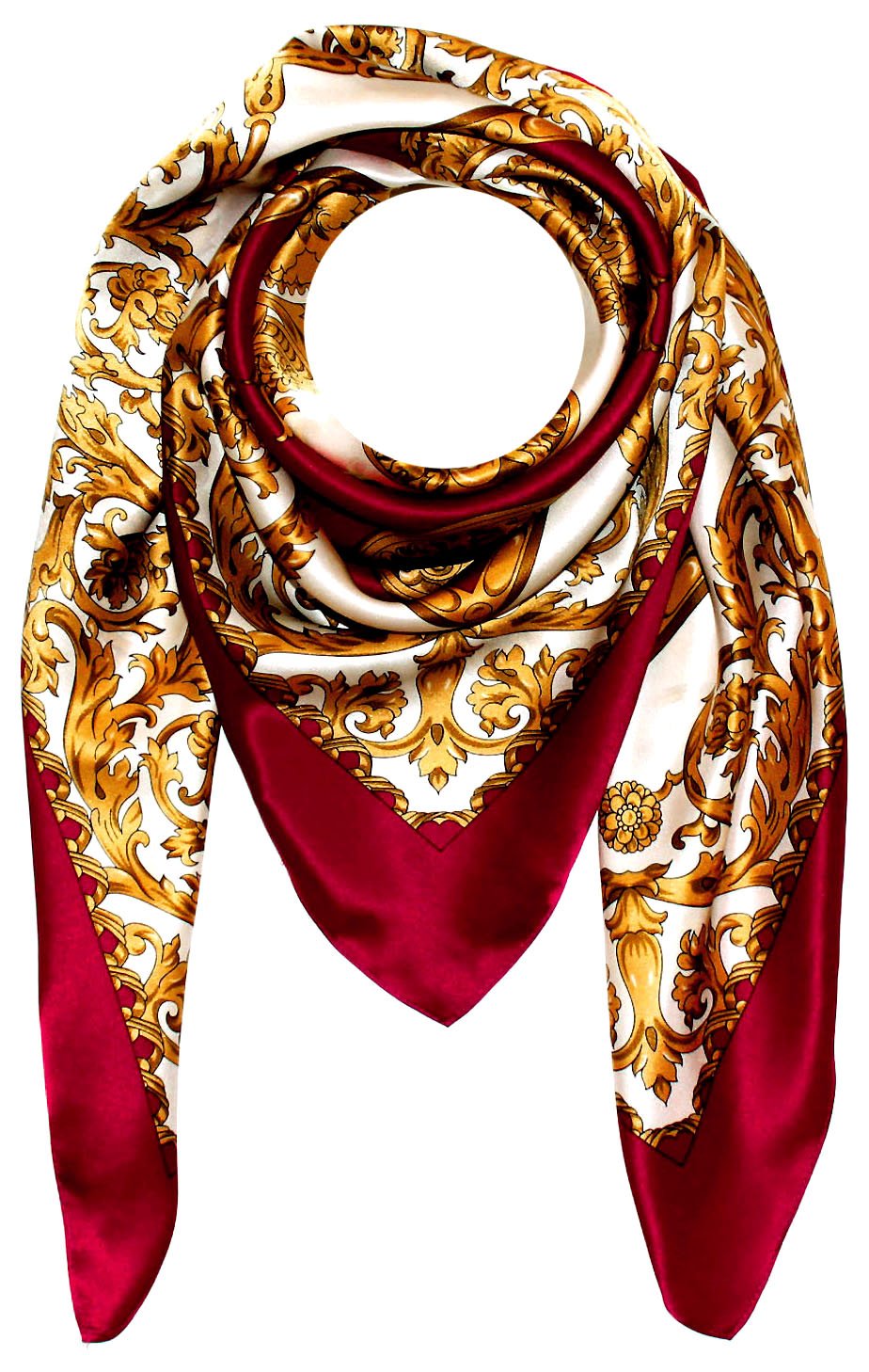 Lorenzo Cana Pañuelo de seda de marca para mujer 100% seda barroca con estampado de cachemira bufanda bufanda de marca, rojo, 100 x 100 cm