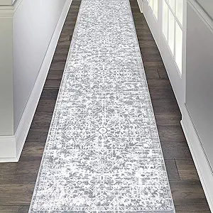 Pauwer Boho Hallway Runner Rug 2'6'' x 12' Washable Entryway Area Rugs Non Slip Farmhouse Vintage Floor Mat Long Carpet Runner for Hallways Laundry Room Kitchen Bathroom Bedroom