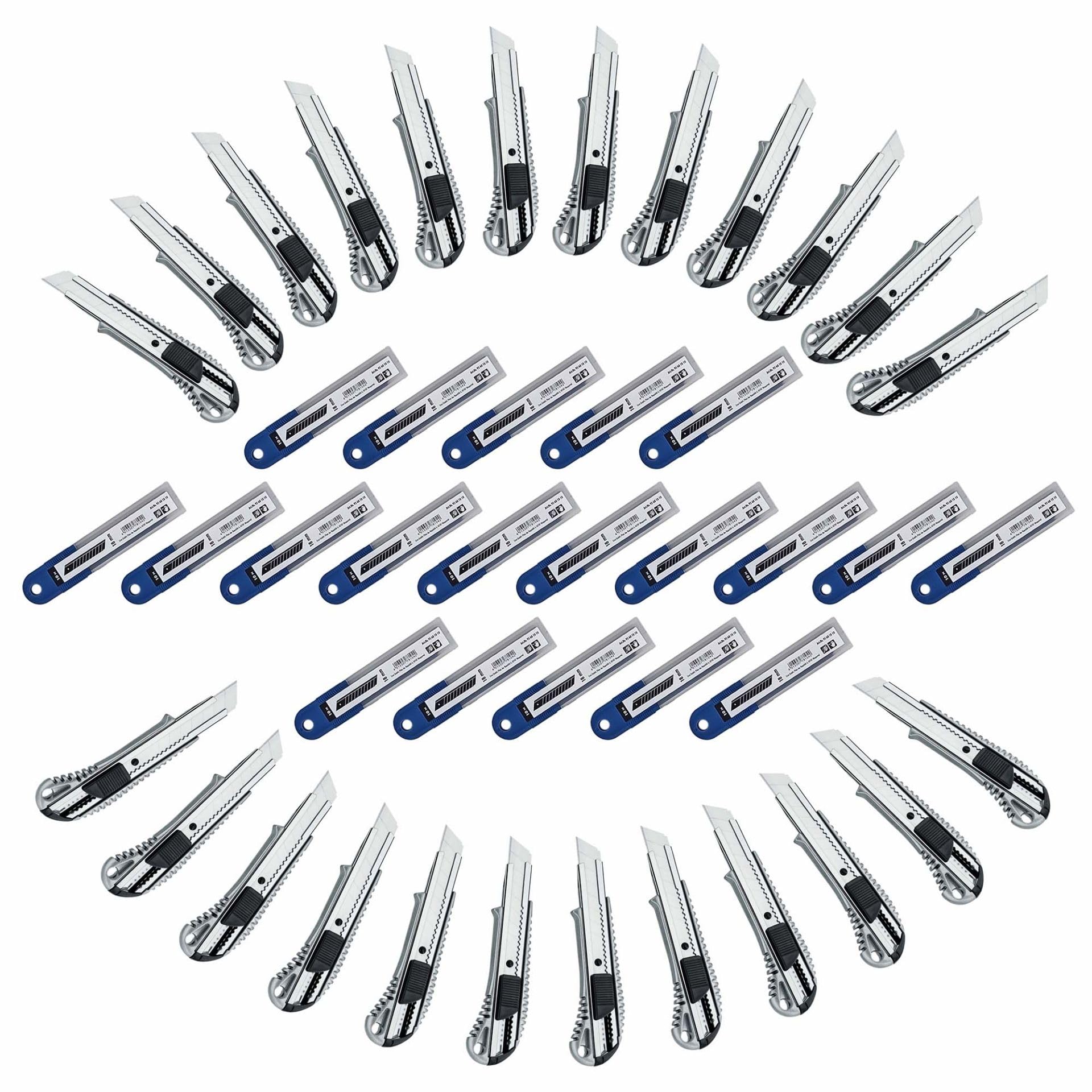 24 cúteres de aluminio fundido a presión de 18 mm con guía de metal + 200 hojas extra afiladas
