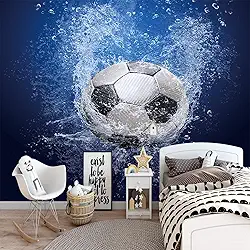 Papel de parede 3D papel de parede futebol foto fundo de TV mural de parede (188 x 139 cm, tecido de seda 3D)