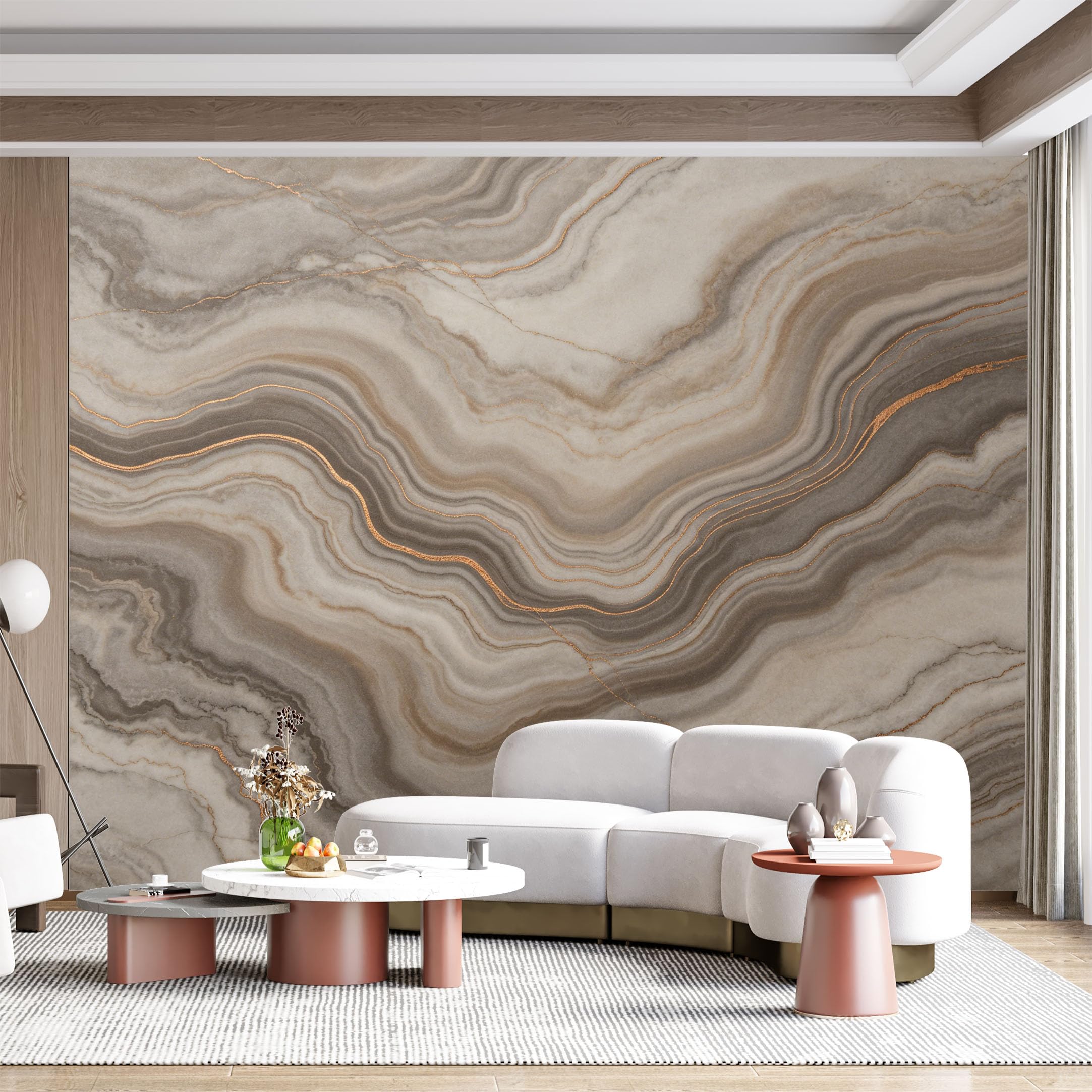 Custom Size Wall Mural Marble Veining Agate Inspired Metallic Gold Texture SelfAdhesive Wall Fabric Removable for Home Office Decor