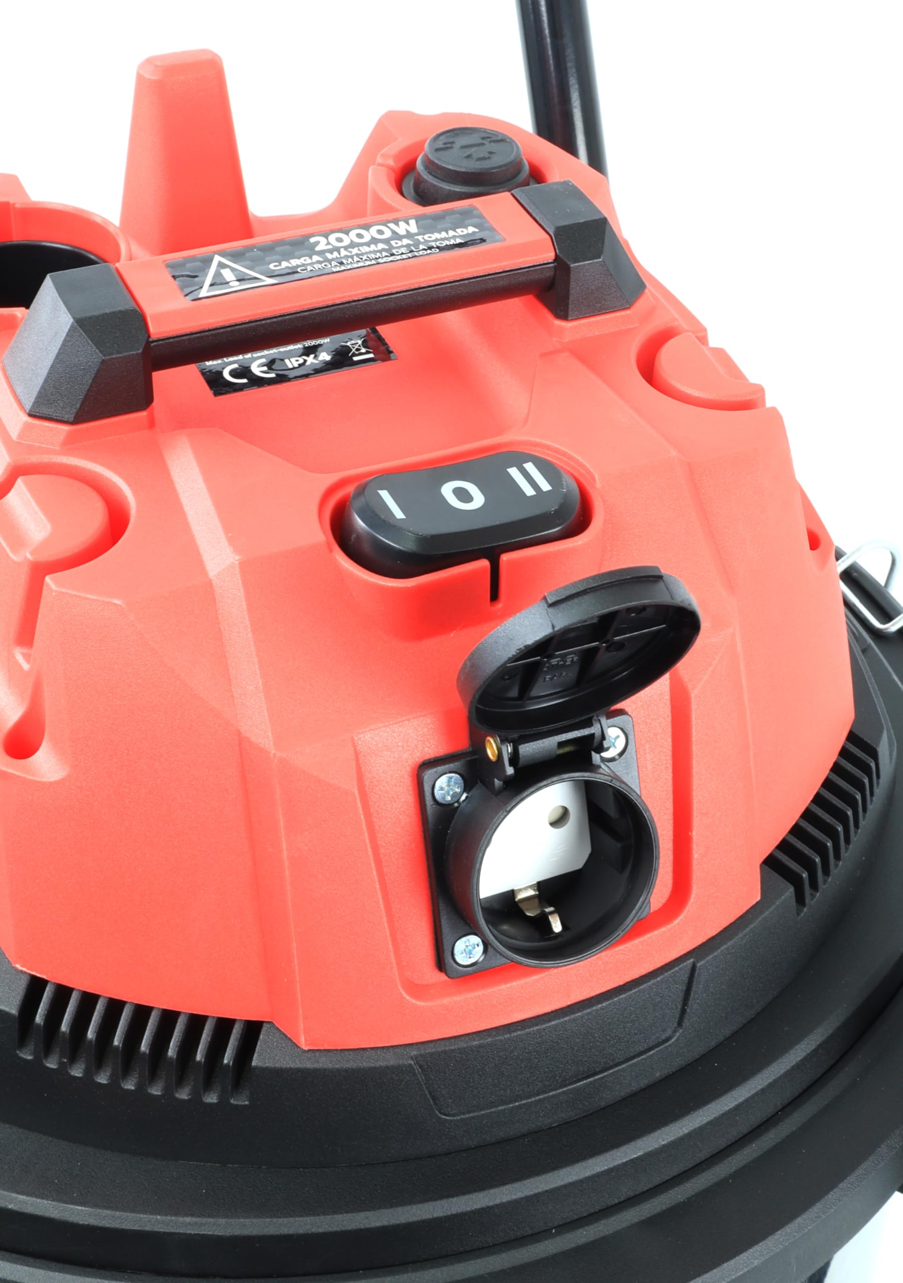 Mader Power Tools Aspirador Polvo/Liquidos, 1400 W, 50 litros, 2 Velocidades, Rojo