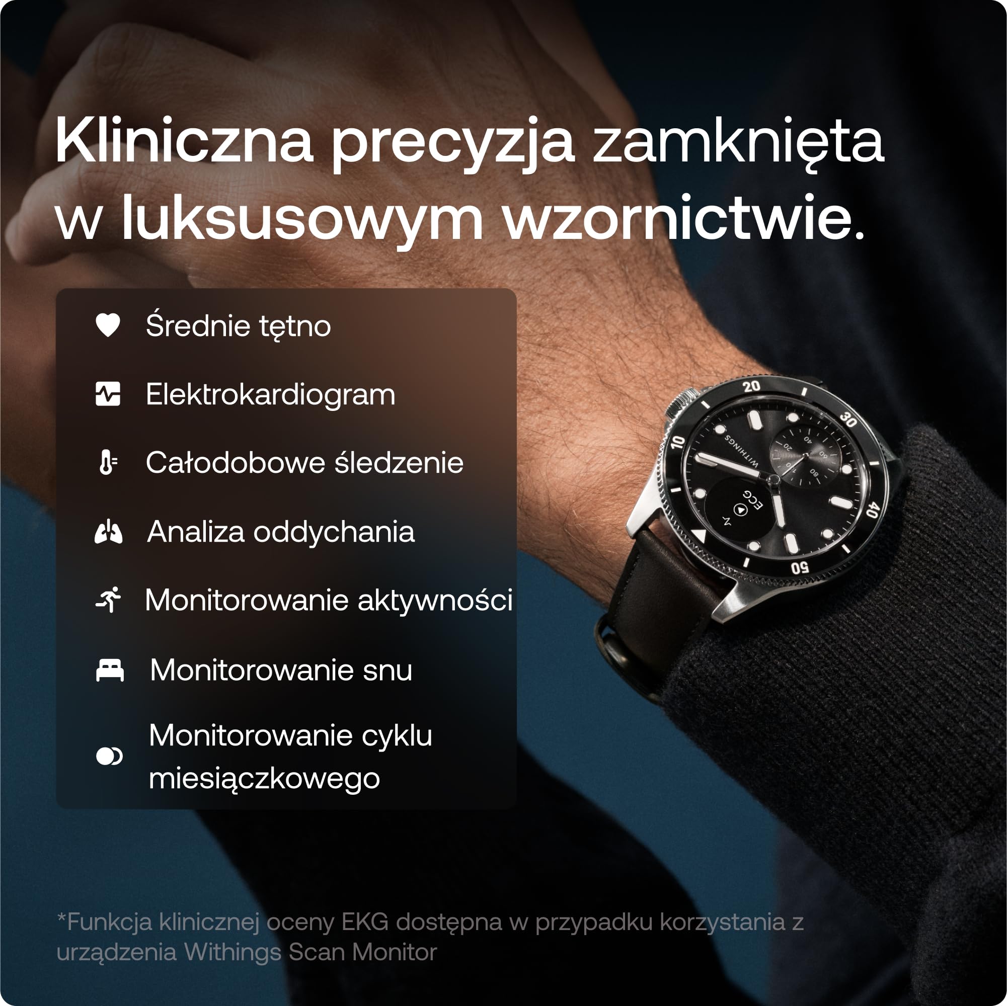 Withings ScanWatch Nova, hybrydowy smartwatch, zdrowie serca, do M&F EKG, SPO2, monitorowanie temperatury, ?ledzenie snu, zdrowie dróg oddechowych, ?ledzenie cyklu, czas pracy baterii 30 dni, iOS i | EKG z rozpoznawaniem AFib, wynik snu, 40+ aktywności, S