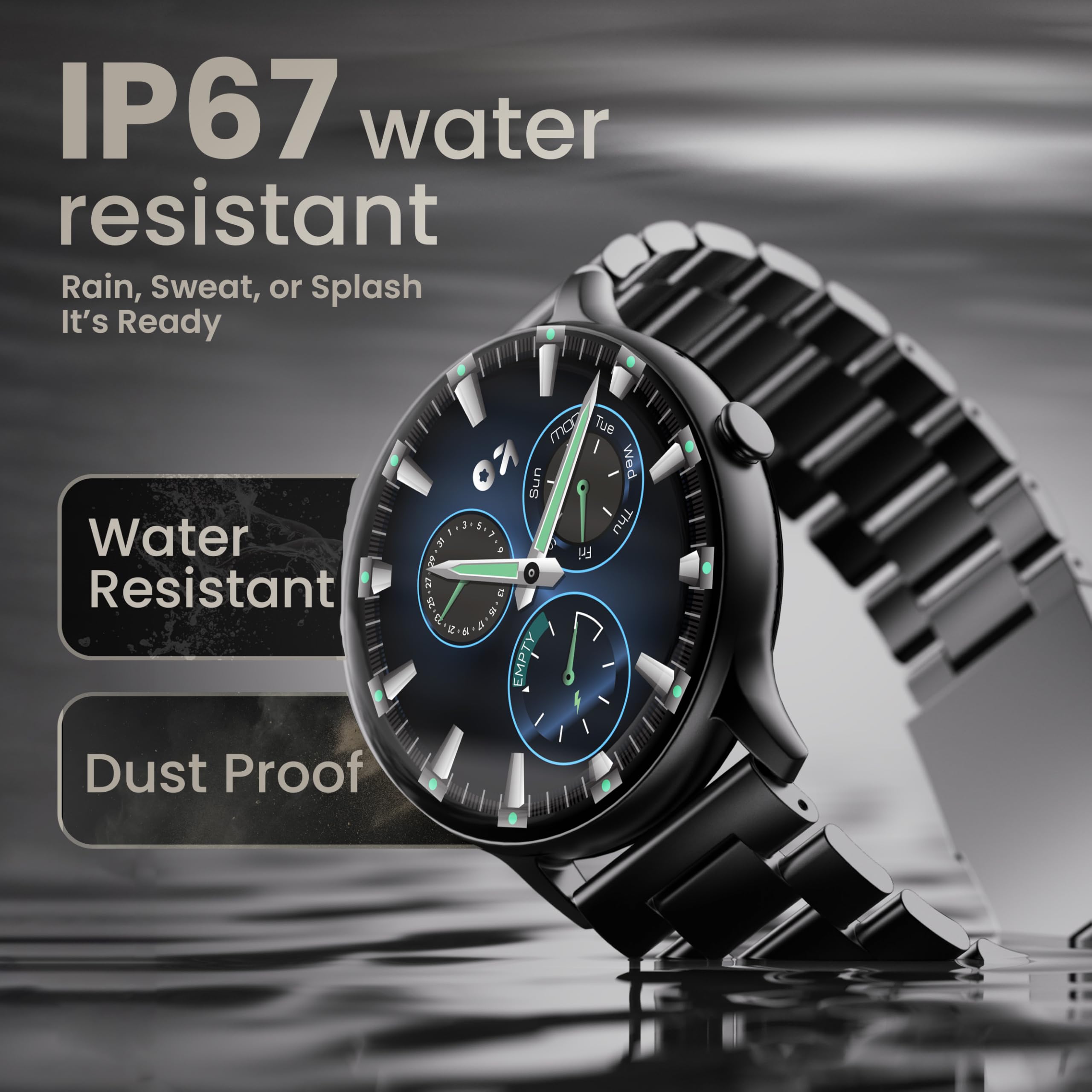 Boult Dire Smartwatch: zakrzywiony wyświetlacz HD 1,38 cala 2,5D, połączenia BT, jasność 500 nitów, IP67, ponad 250 tarcz zegarków, ponad 120 trybów sportowych, asystent głosowy AI, monitorowanie SpO2
