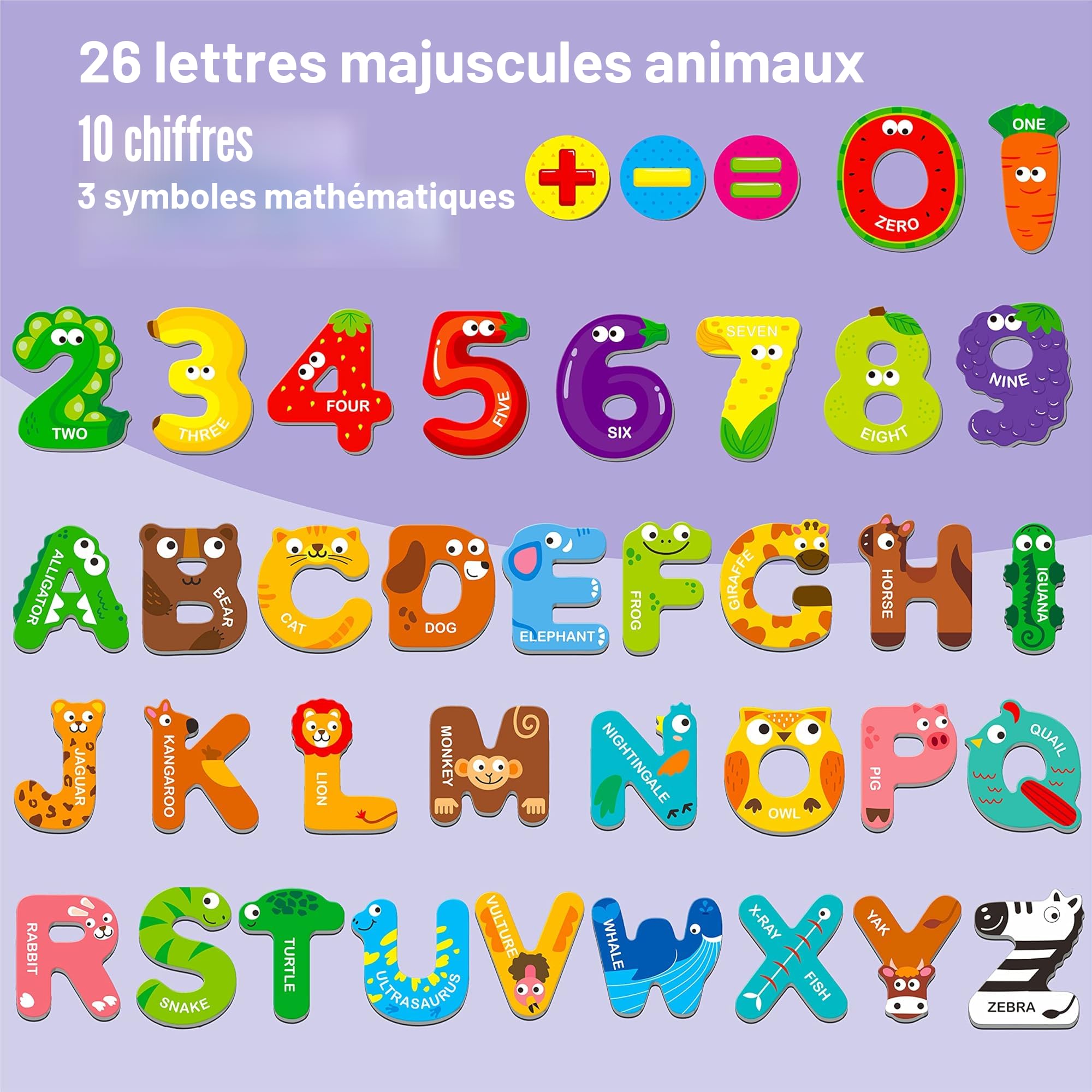 Trimming Shop – 26 Lettres Magnétiques, Chiffres Et Symboles – Alphabet Bicolore – Apprentissage Éducatif Comptage Orthographe – Dès 3 Ans
