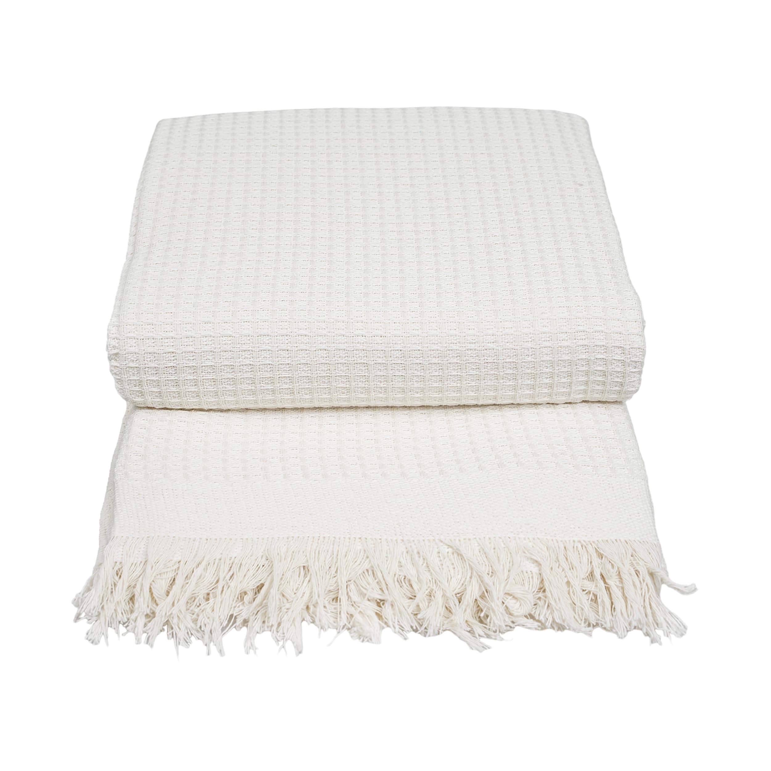 H HANSEL HOME Colcha Multiuso Tejido de Gofre 130x180cm para Sofá y Cama, Plaid Sofa, Cubre Sofa Suave, Transpirable y Decorativa - Blanco