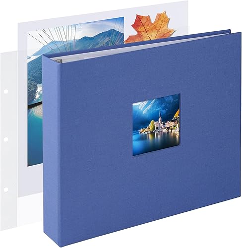 8x8 DIY pequeño álbum de recortes con 3 anillas, álbum de fotos diario con 30 fundas de plástico, 60 páginas y cubierta de tela para bebé, viaje,