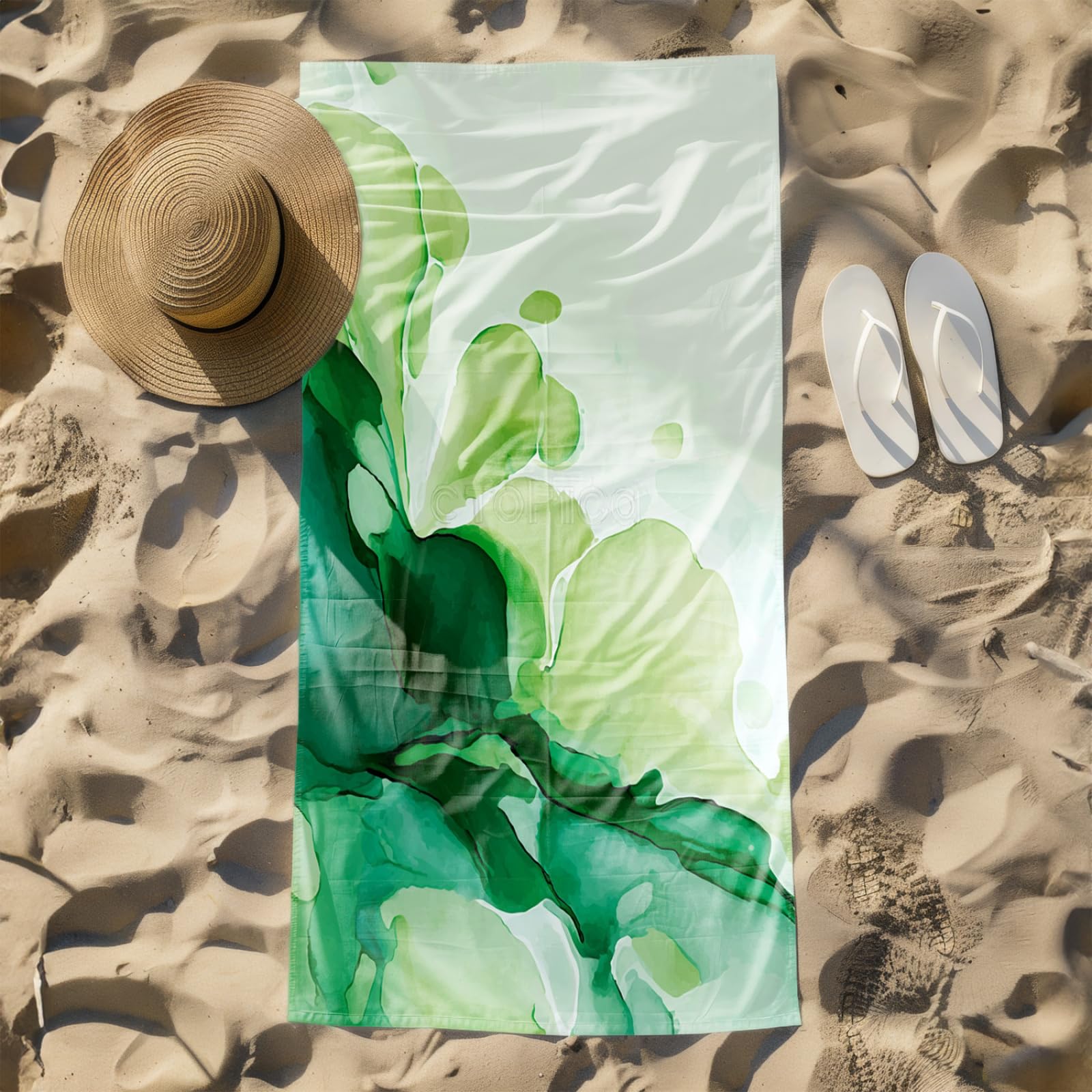 Générique Serviette Microfibre Plage Vert Abstract