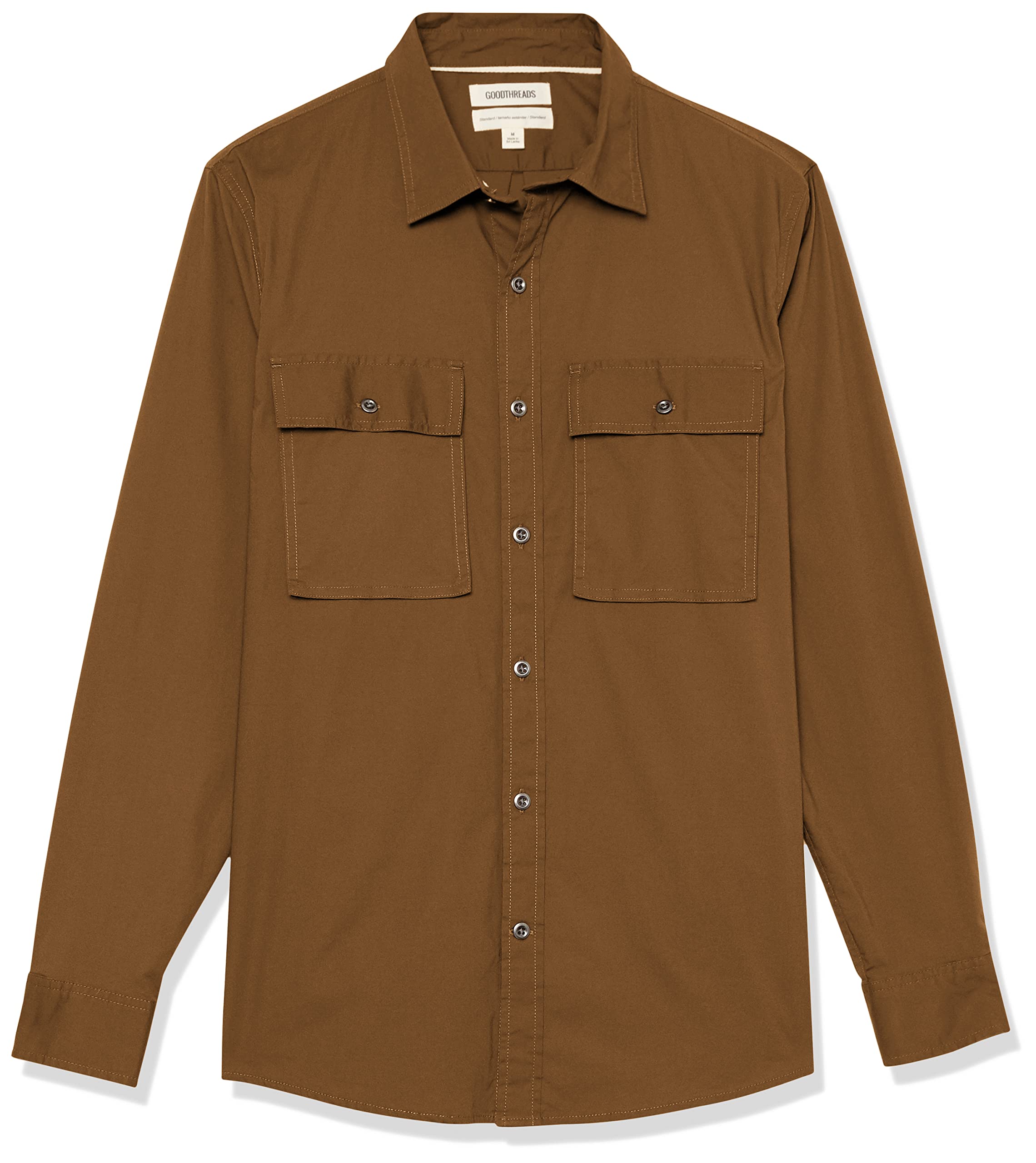 Amazon Essentials Hombre Camisa utilitaria de Manga Larga con Dos Bolsillos y Corte estándar