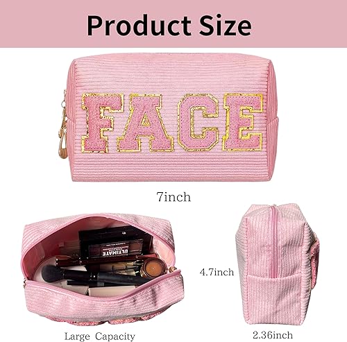 Miniatura 2 de SEAMOON Pequeña bolsa de cosméticos, bolsa de maquillaje de viaje, bolso estético de maquillaje, bolsa de cuero de patrón tejido colorido, bolsa de