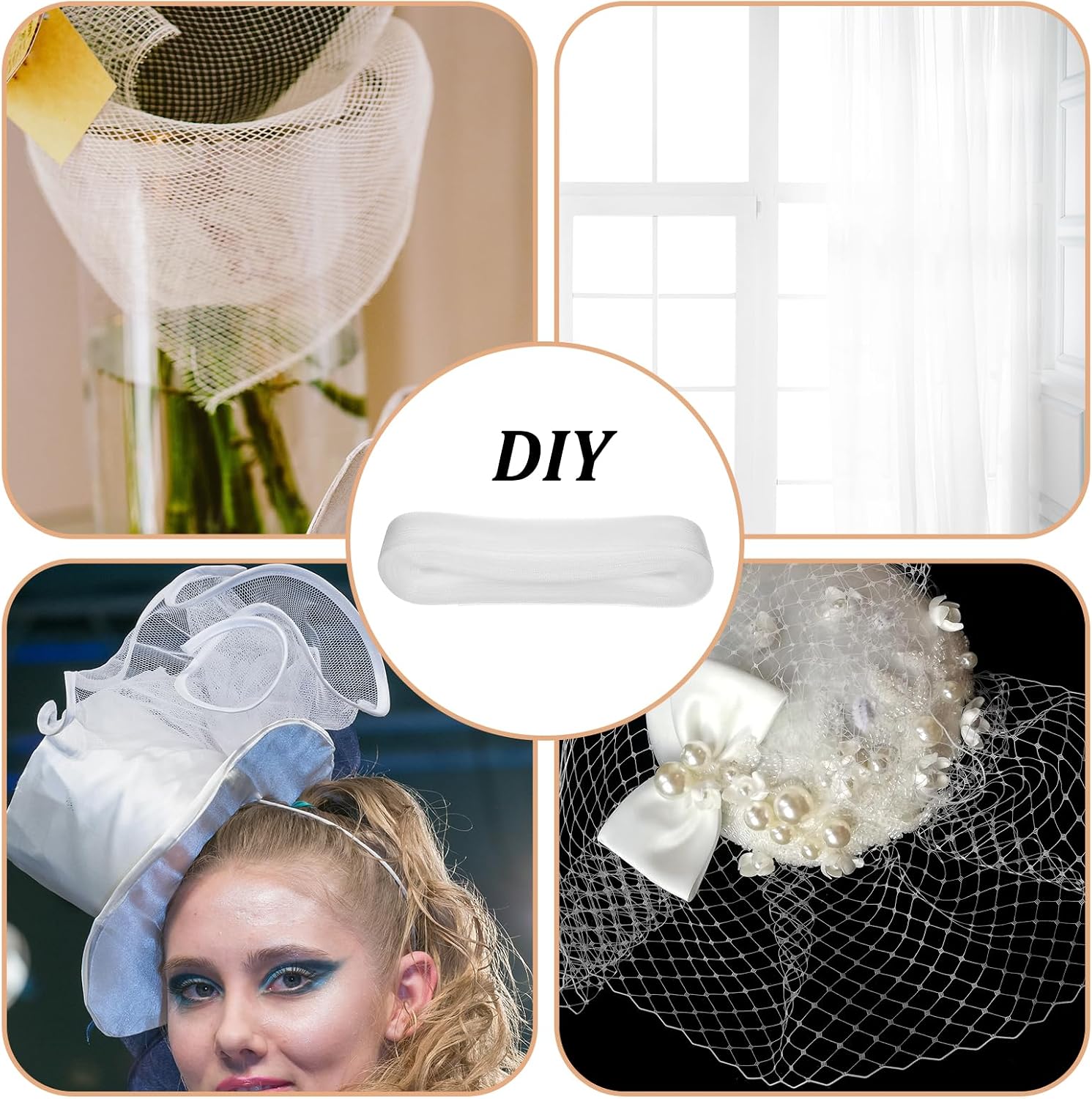 3 Rolls 150 Yards 1/2/3 Inch White Soft Horsehair Braid, Polyester Boning Sewing Wedding Dress, Dance Gowns Dress Shaping Trimming Accessories for Weddings/Dance Events